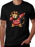 Festive Lion Dabbing T-Shirt - Holiday Edition