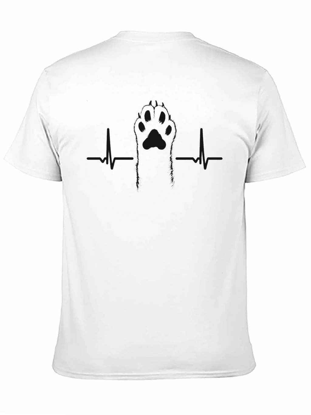 Mens Black Paw Print Heartbeat T-Shirt