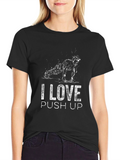 I LOVE Push Ups Black Graphic T-Shirt