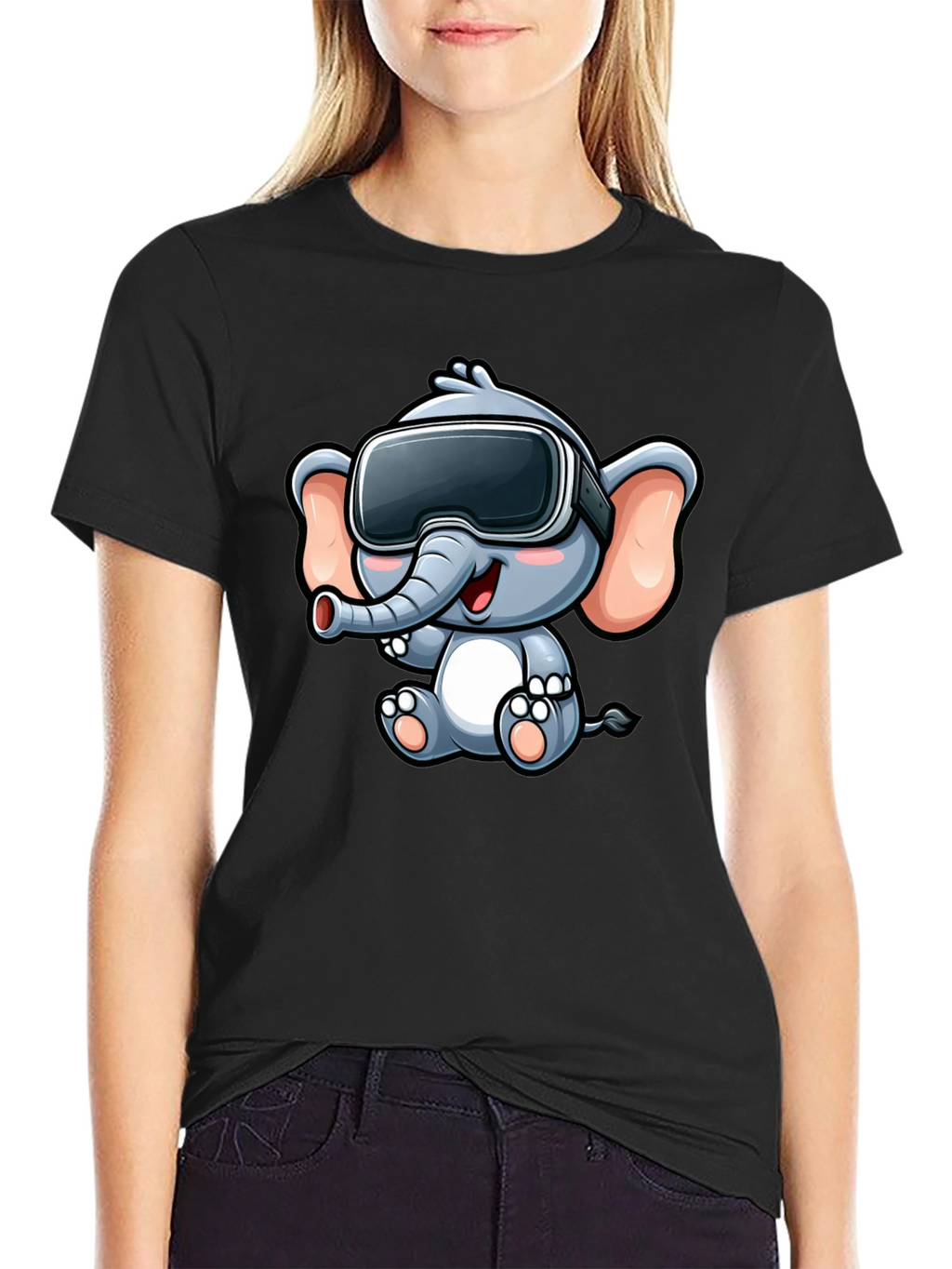 VR Elephant T-Shirt - Cute Cartoon Design