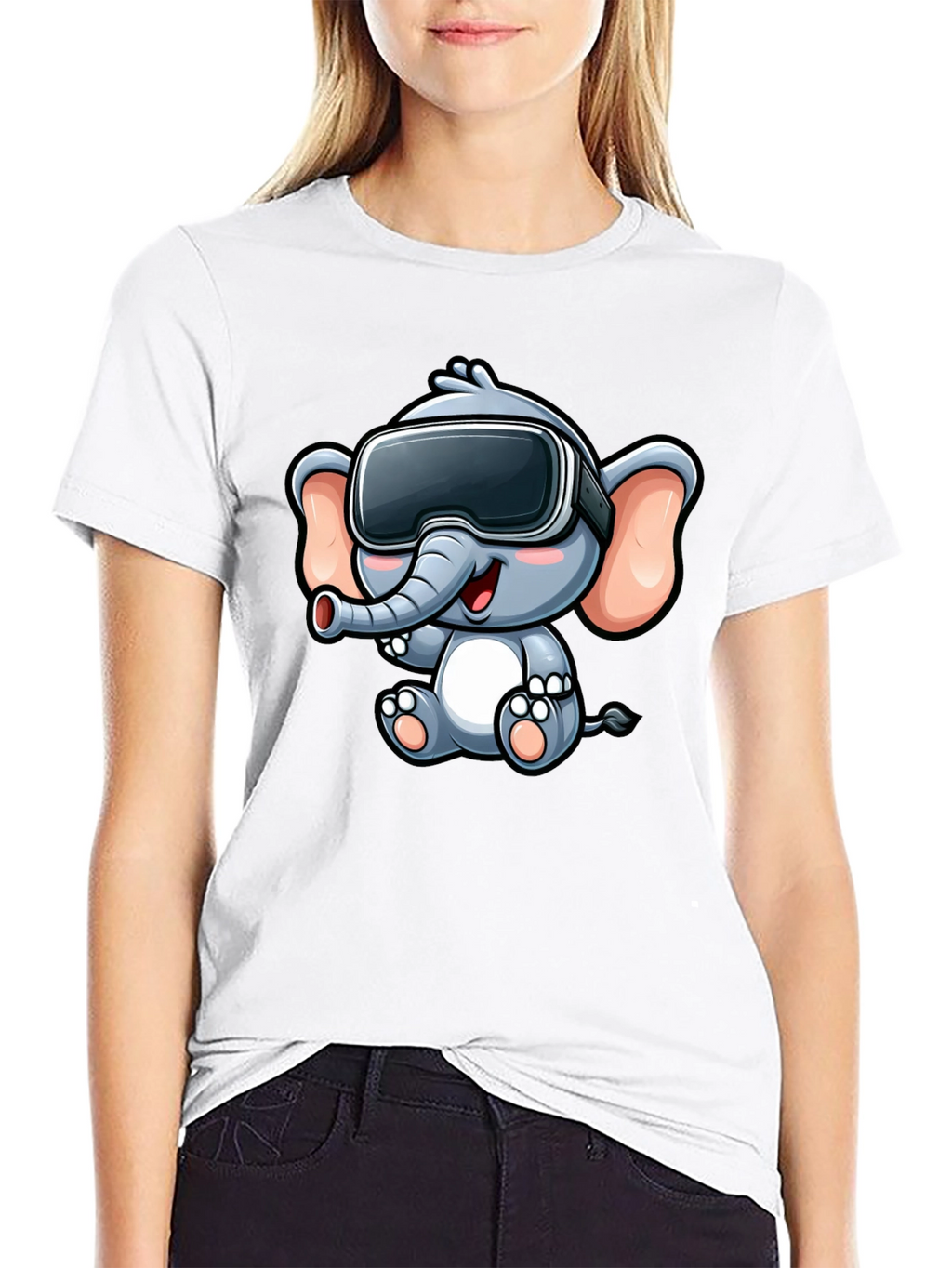 VR Elephant T-Shirt - Cute Cartoon Design