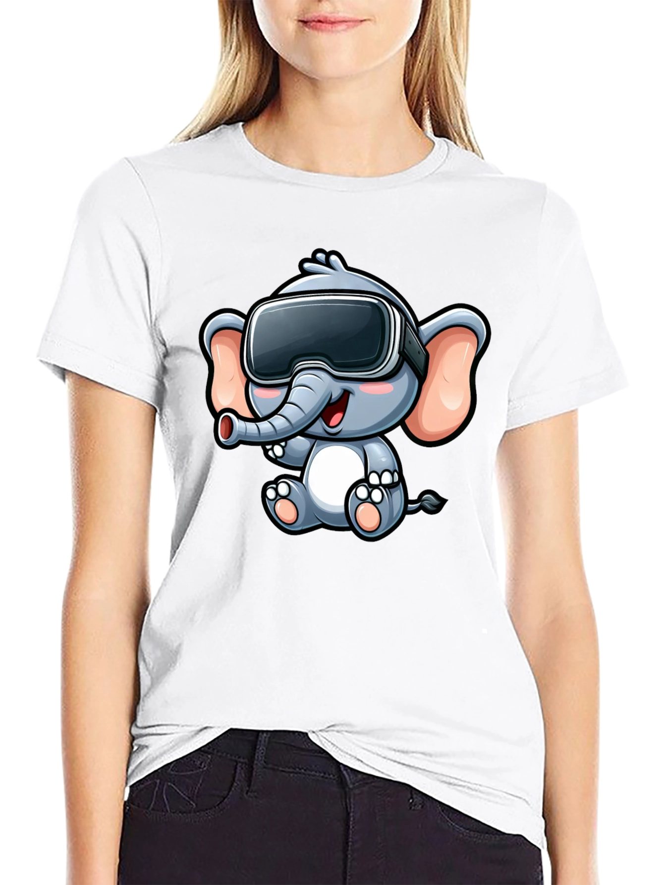 VR Elephant T-Shirt - Cute Cartoon Design