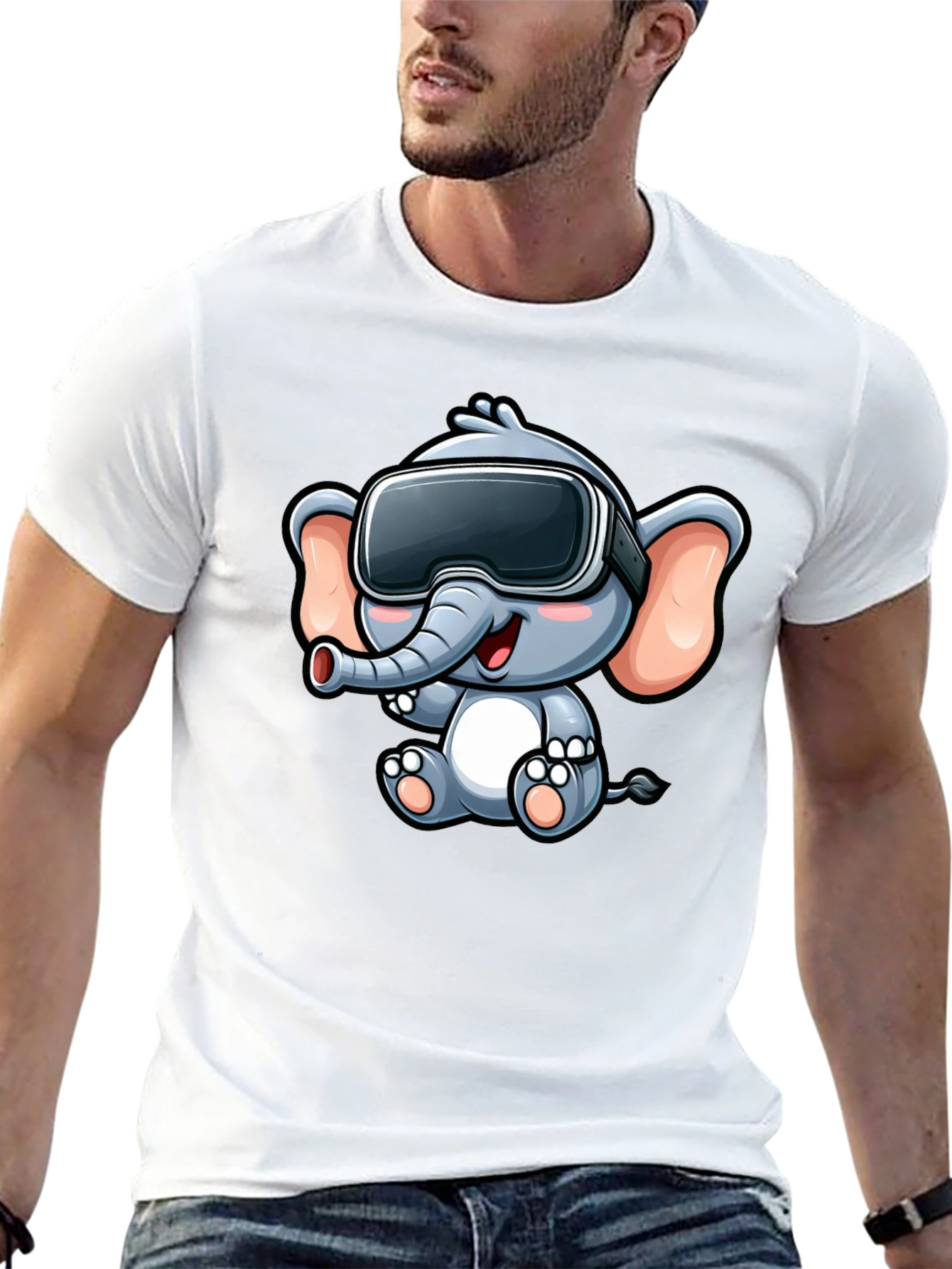 VR Elephant T-Shirt - Cute Cartoon Design