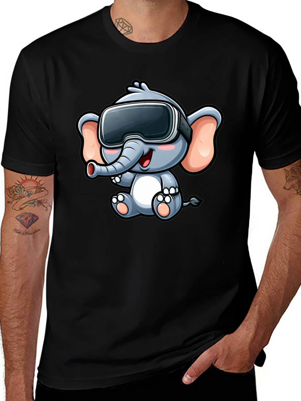 VR Elephant T-Shirt - Cute Cartoon Design