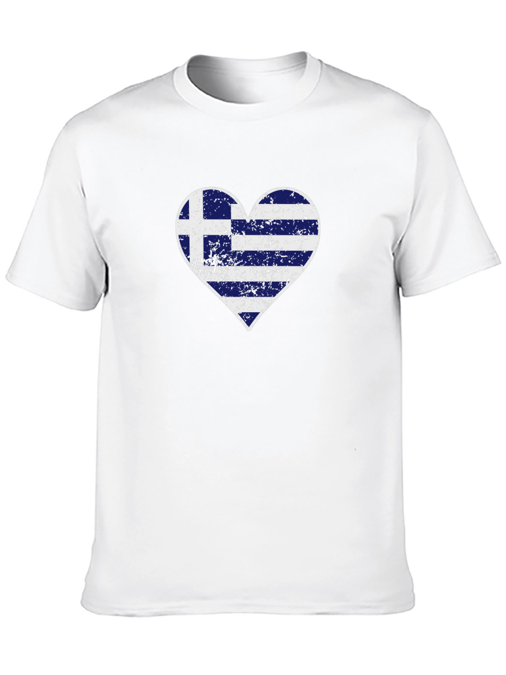 Greek Flag Heart Graphic T-Shirt - Black
