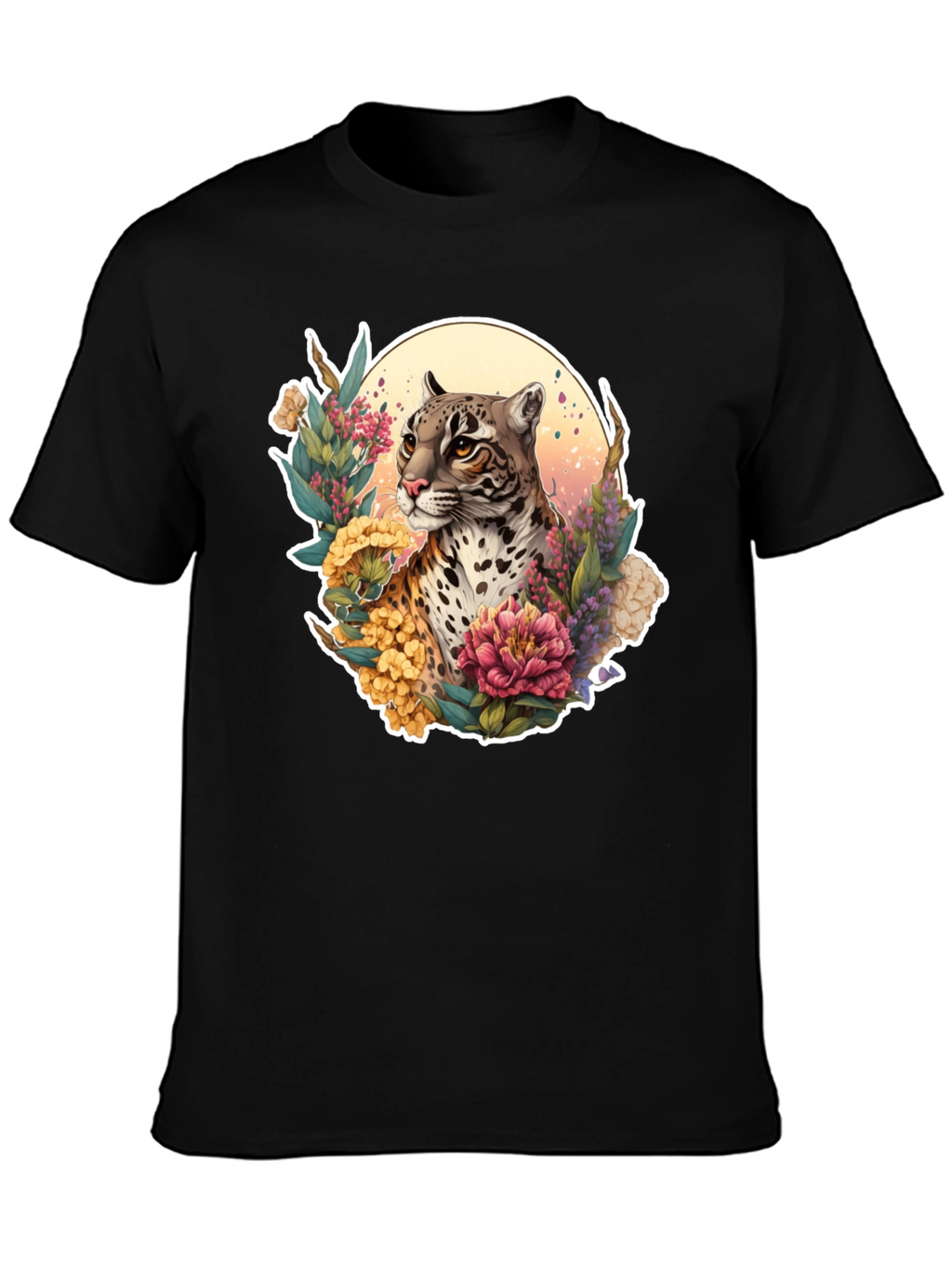 Ocelot Floral T-Shirt - Nature Inspired Design