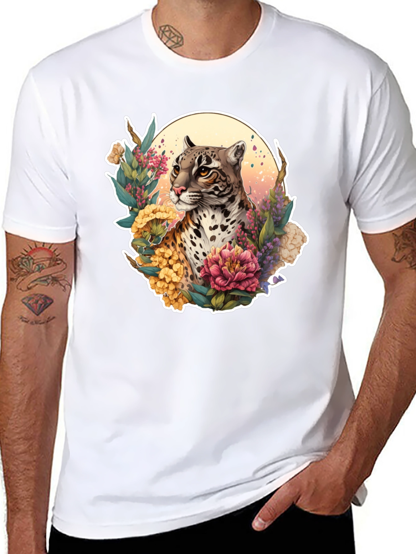 Ocelot Floral T-Shirt - Nature Inspired Design