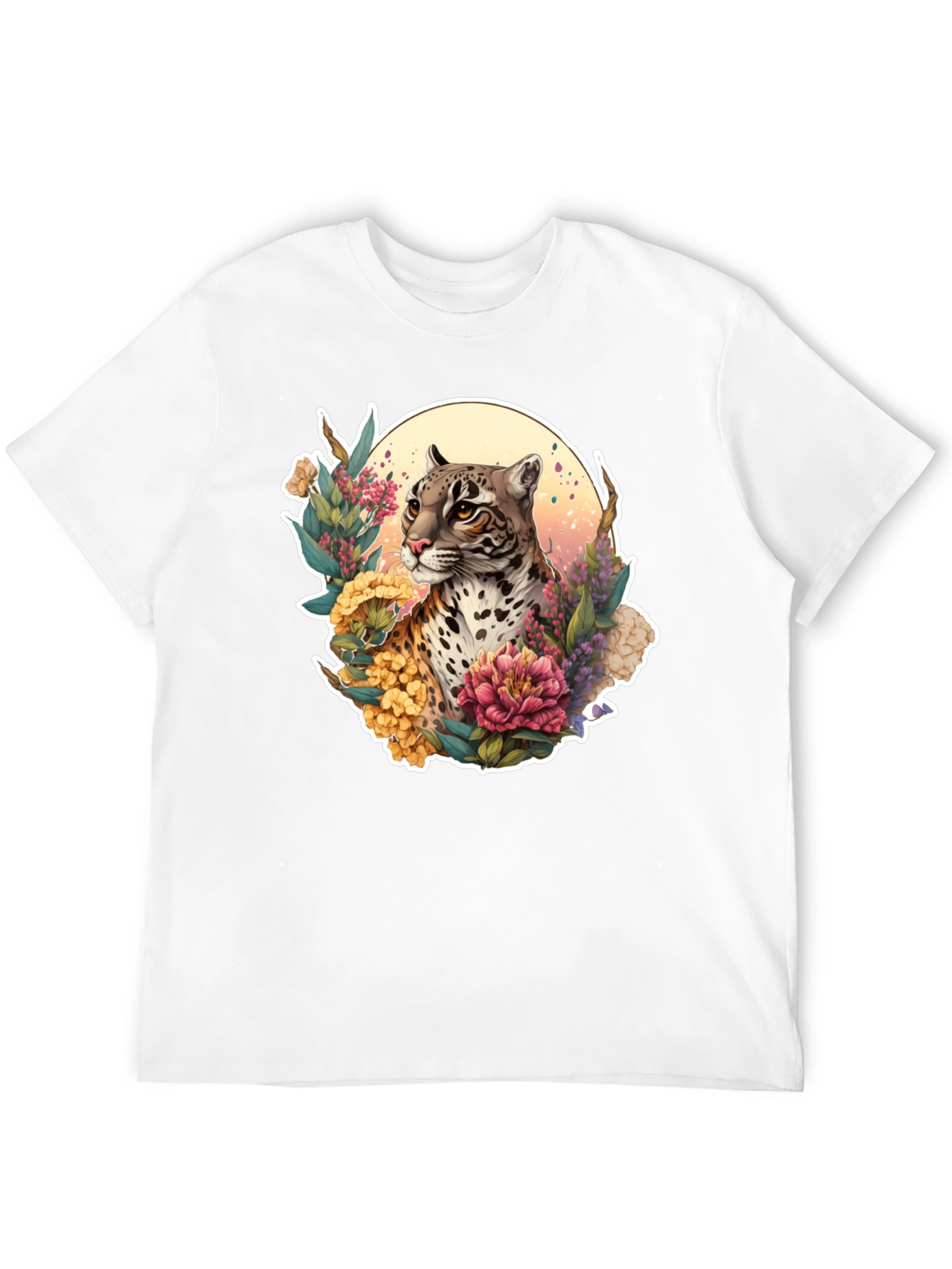 Ocelot Floral T-Shirt - Nature Inspired Design