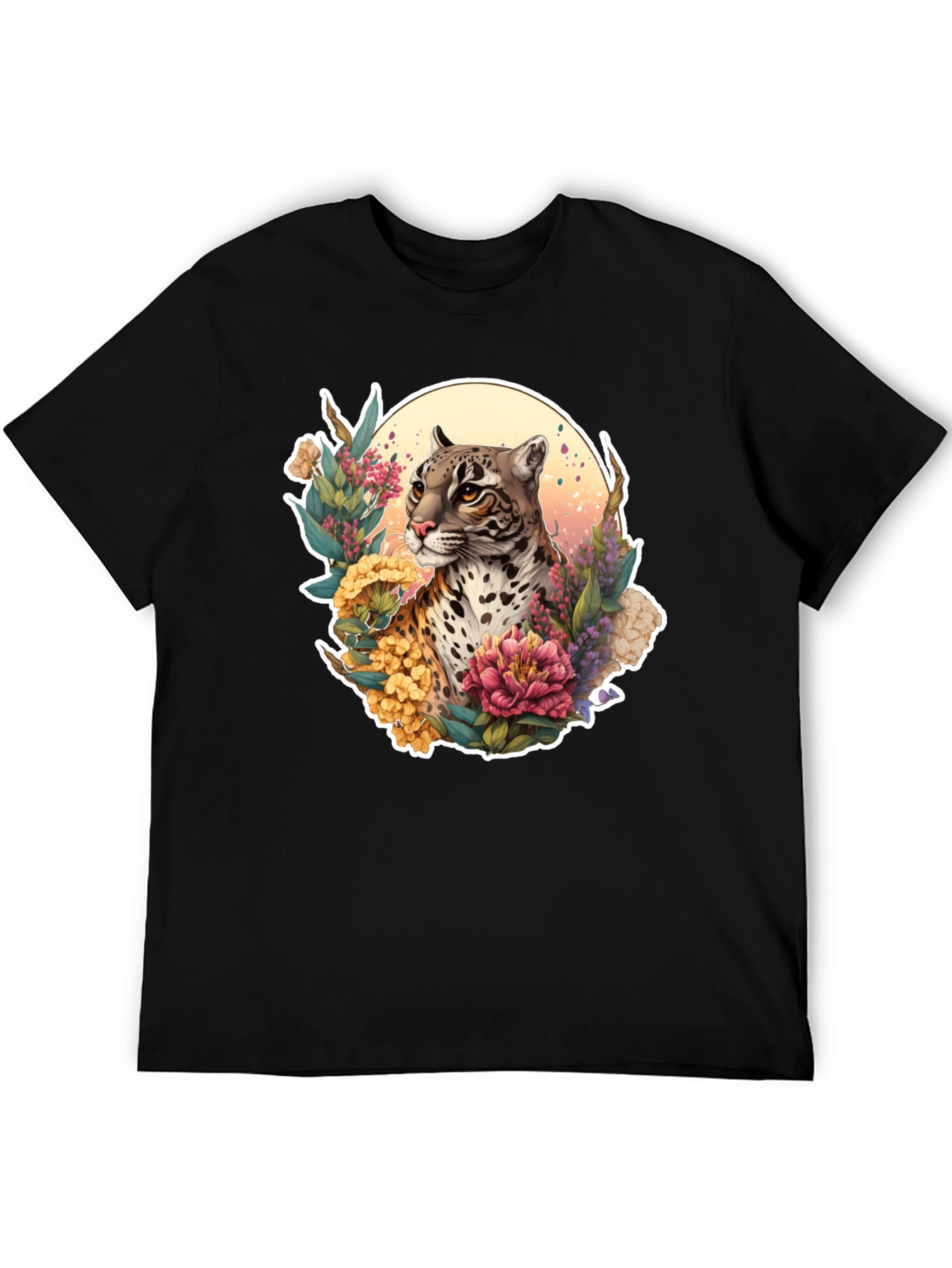 Ocelot Floral T-Shirt - Nature Inspired Design