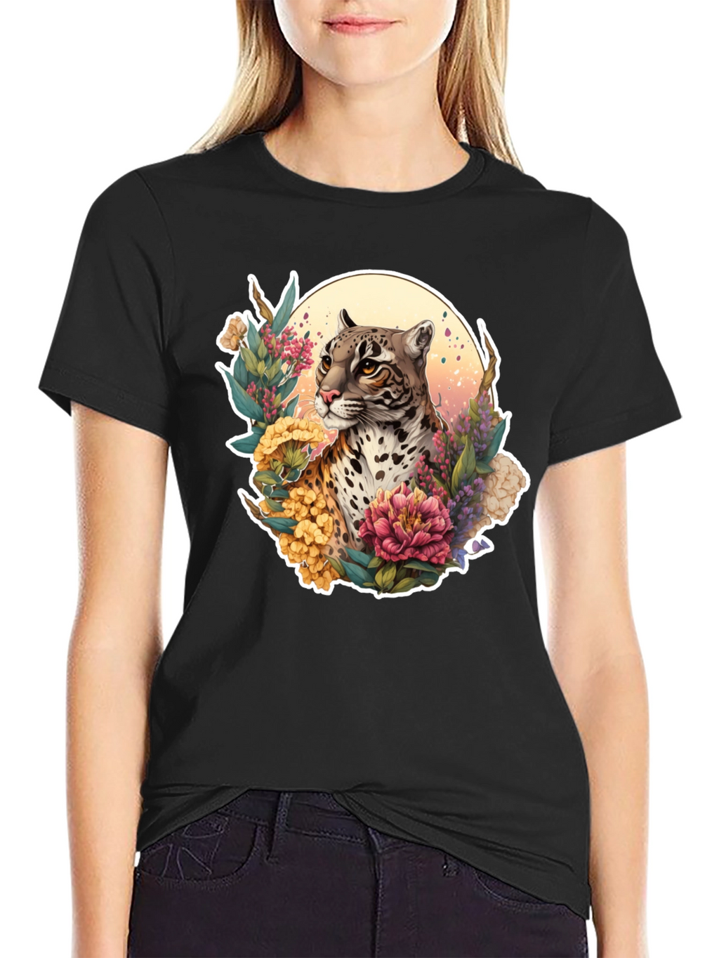 Ocelot Floral T-Shirt - Nature Inspired Design