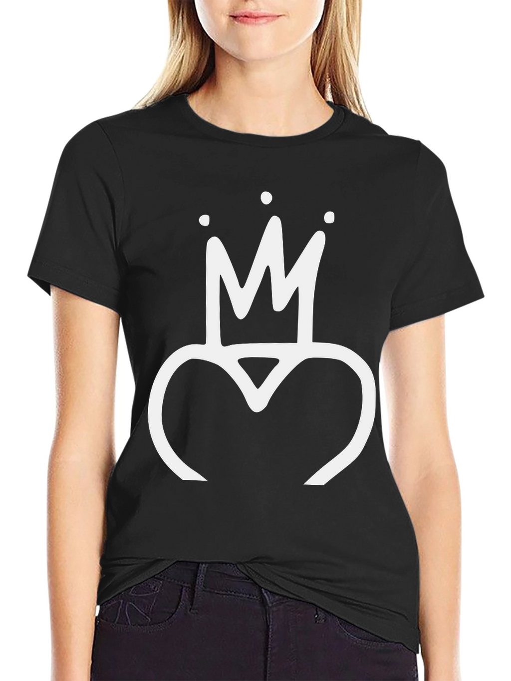 Crown Heart Black T-Shirt - Stylish Graphic Tee