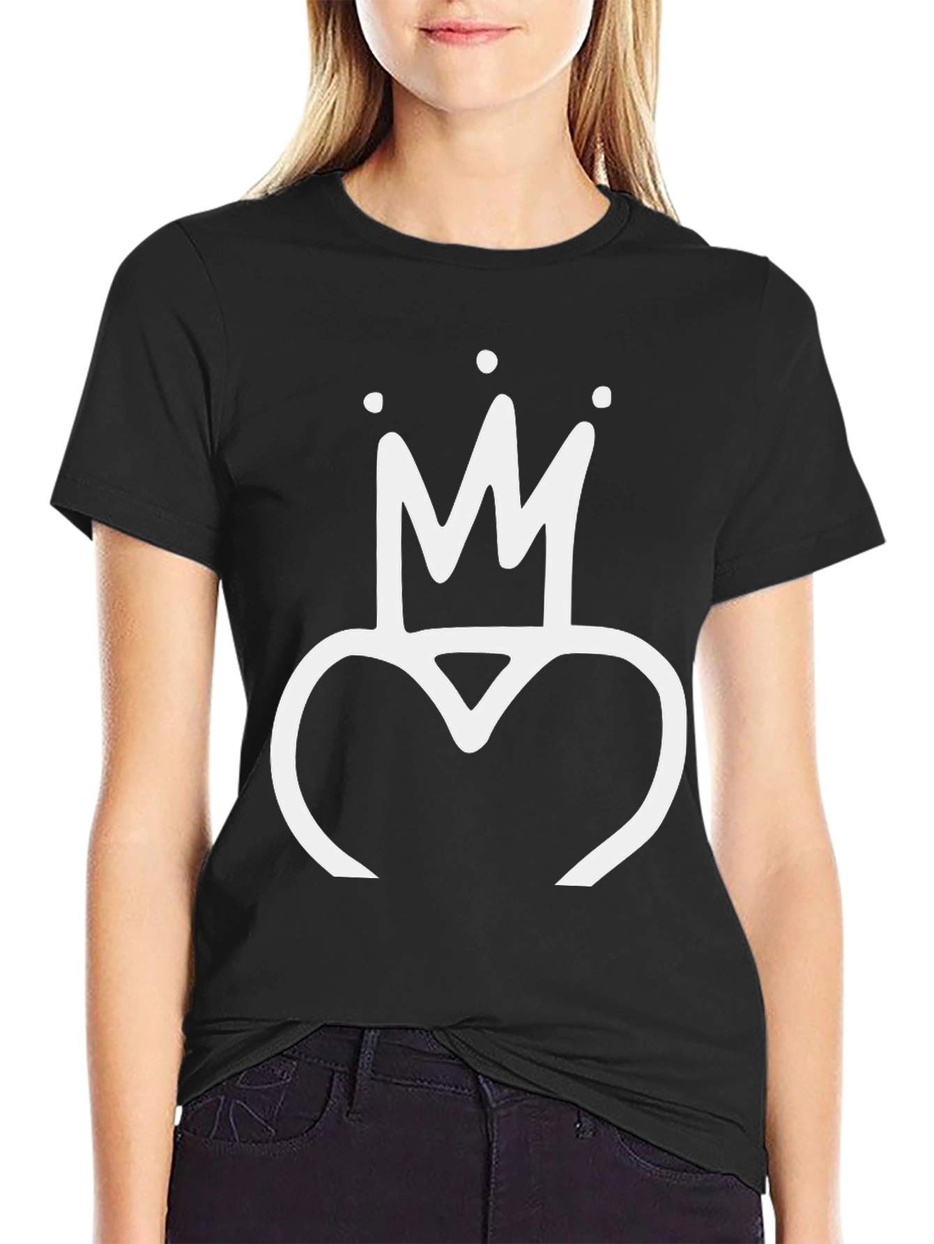Crown Heart Black T-Shirt - Stylish Graphic Tee