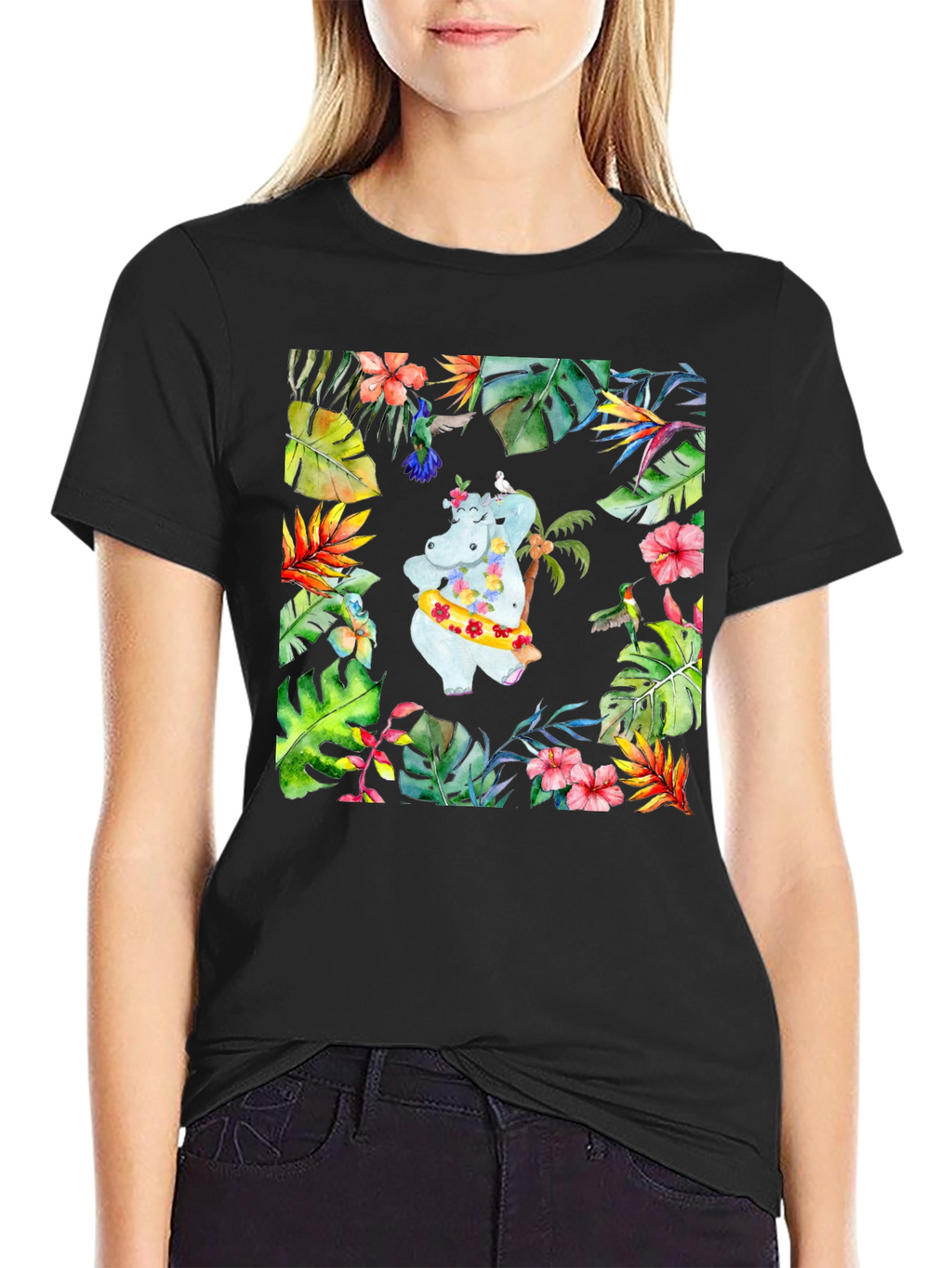 Tropical Hippo T-Shirt - Summer Vibes