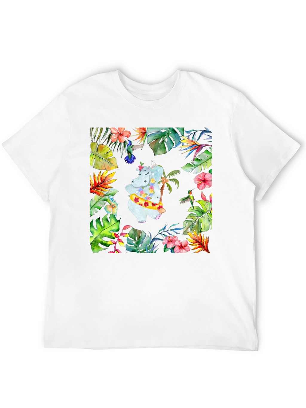 Tropical Hippo T-Shirt - Summer Vibes
