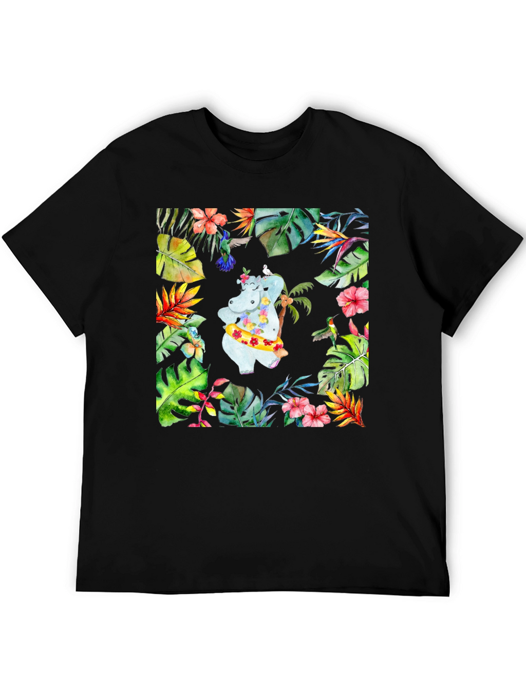 Tropical Hippo T-Shirt - Summer Vibes
