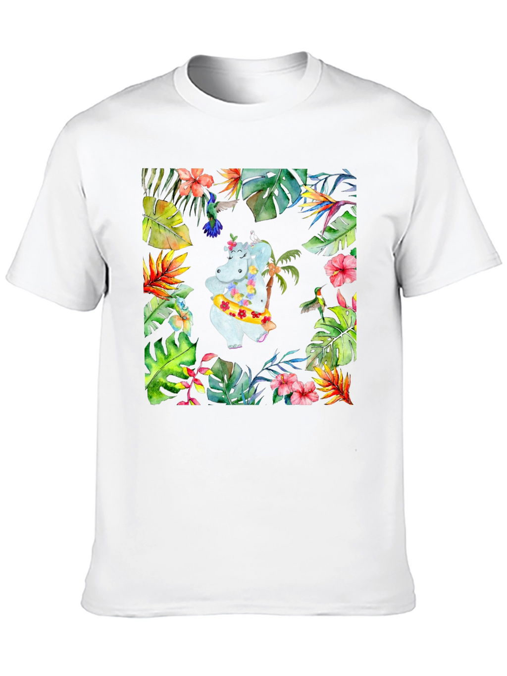 Tropical Hippo T-Shirt - Summer Vibes