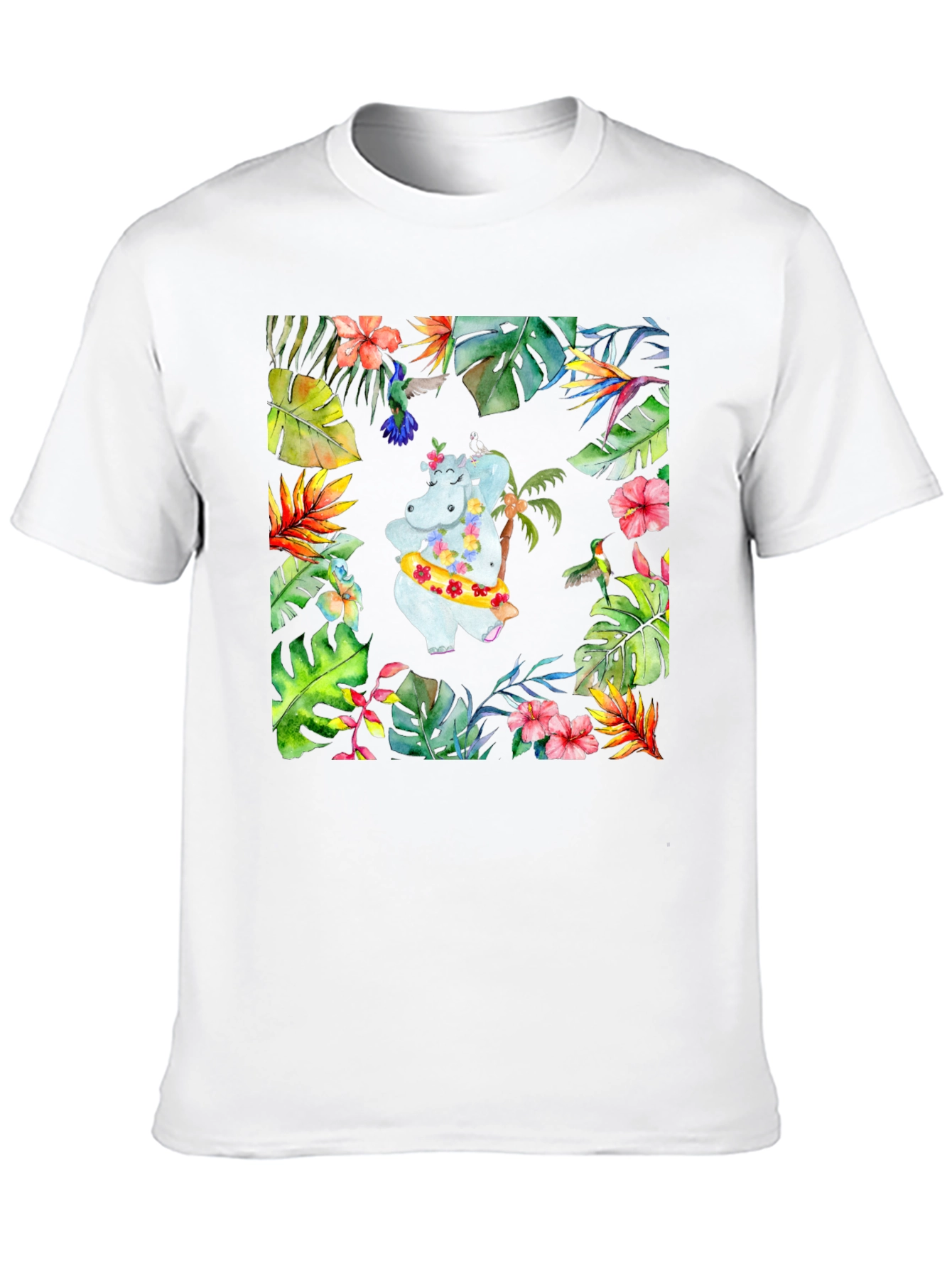 Tropical Hippo T-Shirt - Summer Vibes