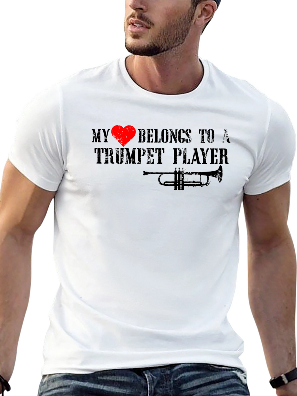 My Heart Belongs to a Trumpet Player Black T-Shirt