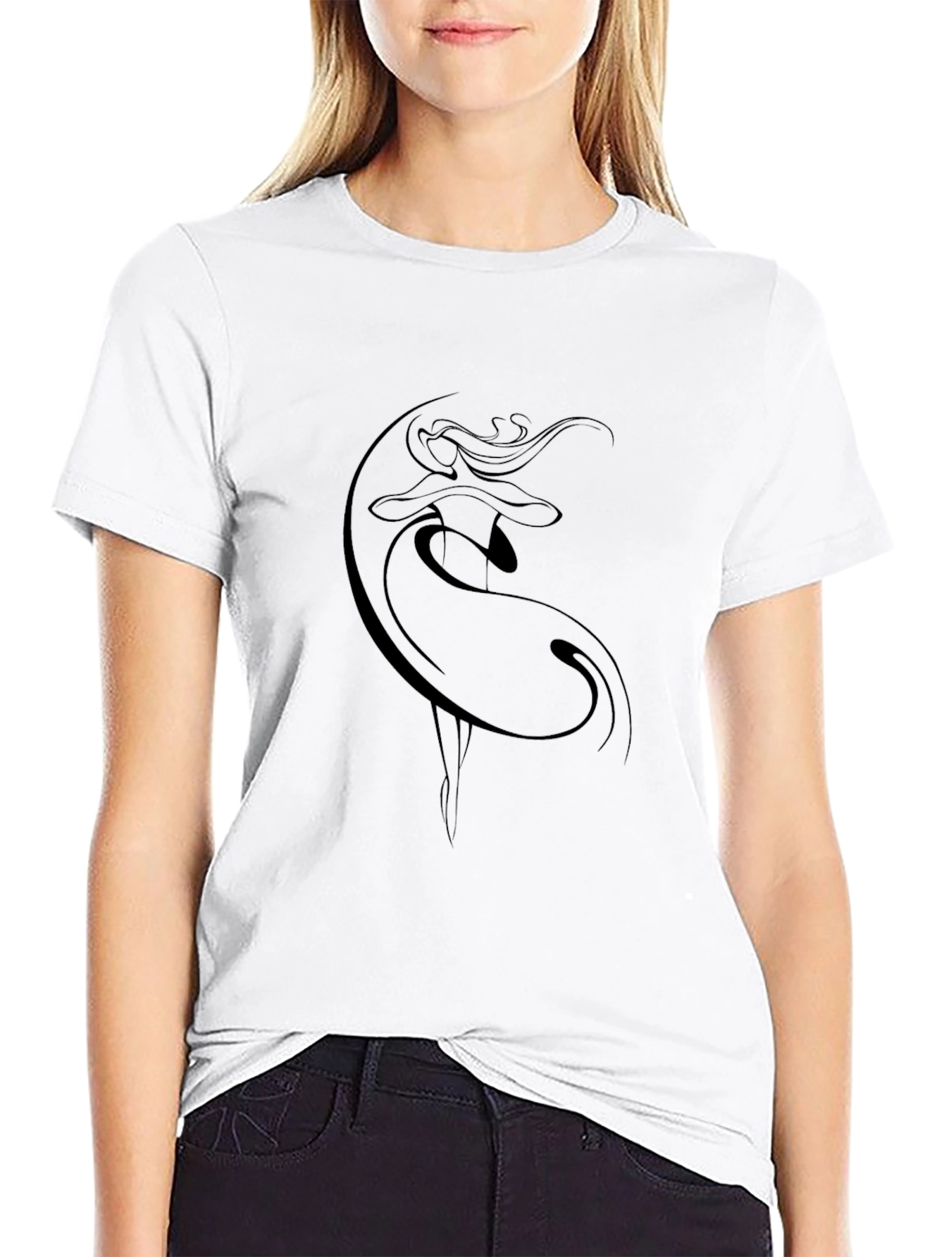 Elegant Silhouette Graphic Tee - Black
