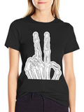 Skeleton Peace Sign Black Graphic Tee