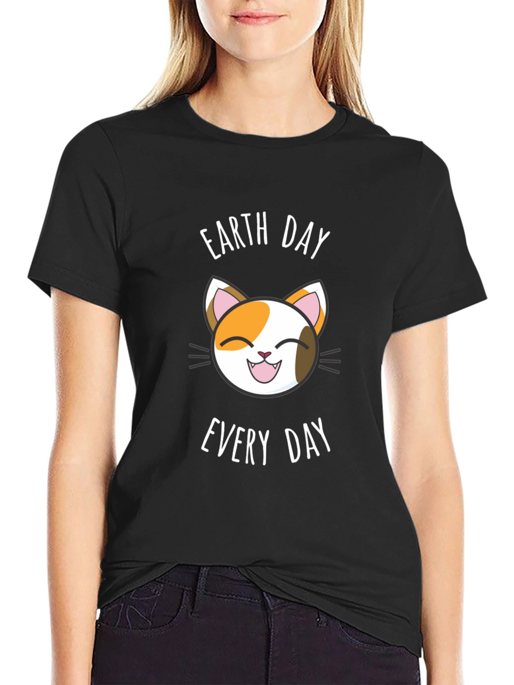 Earth Day Every Day Cat T-Shirt - Black