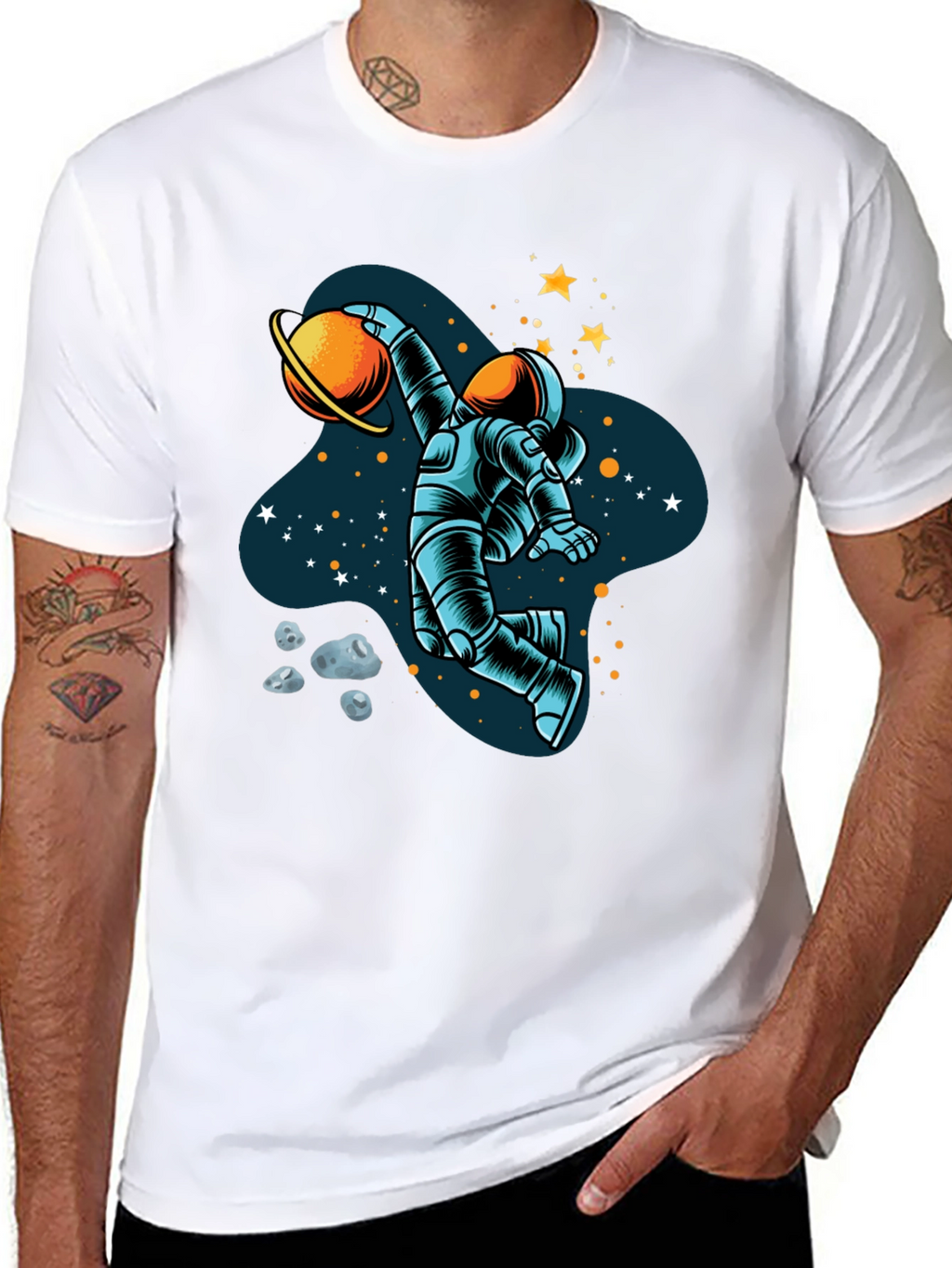Astronaut Dunking Planet Graphic Tee