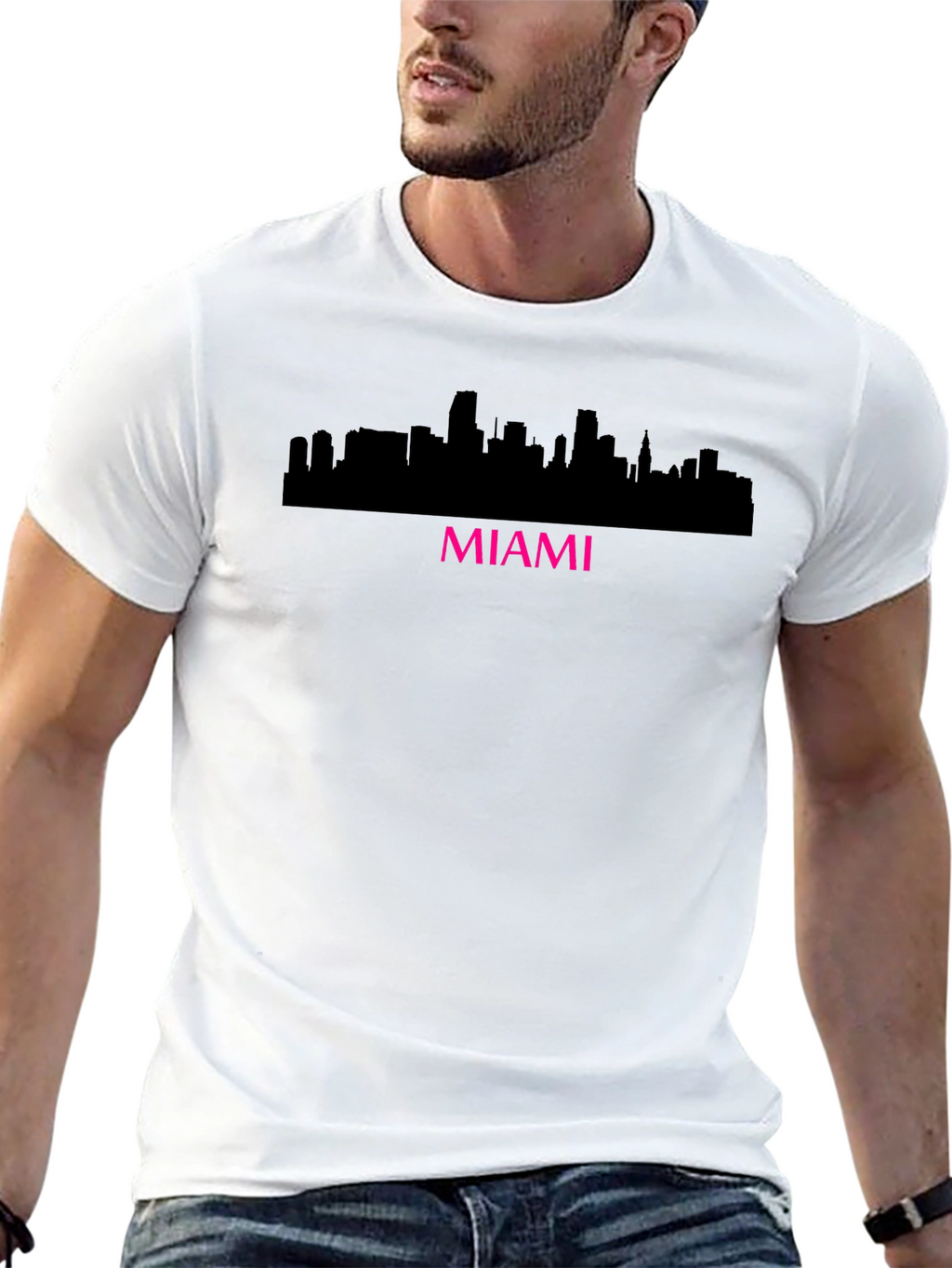 Miami Skyline Black Graphic Tee