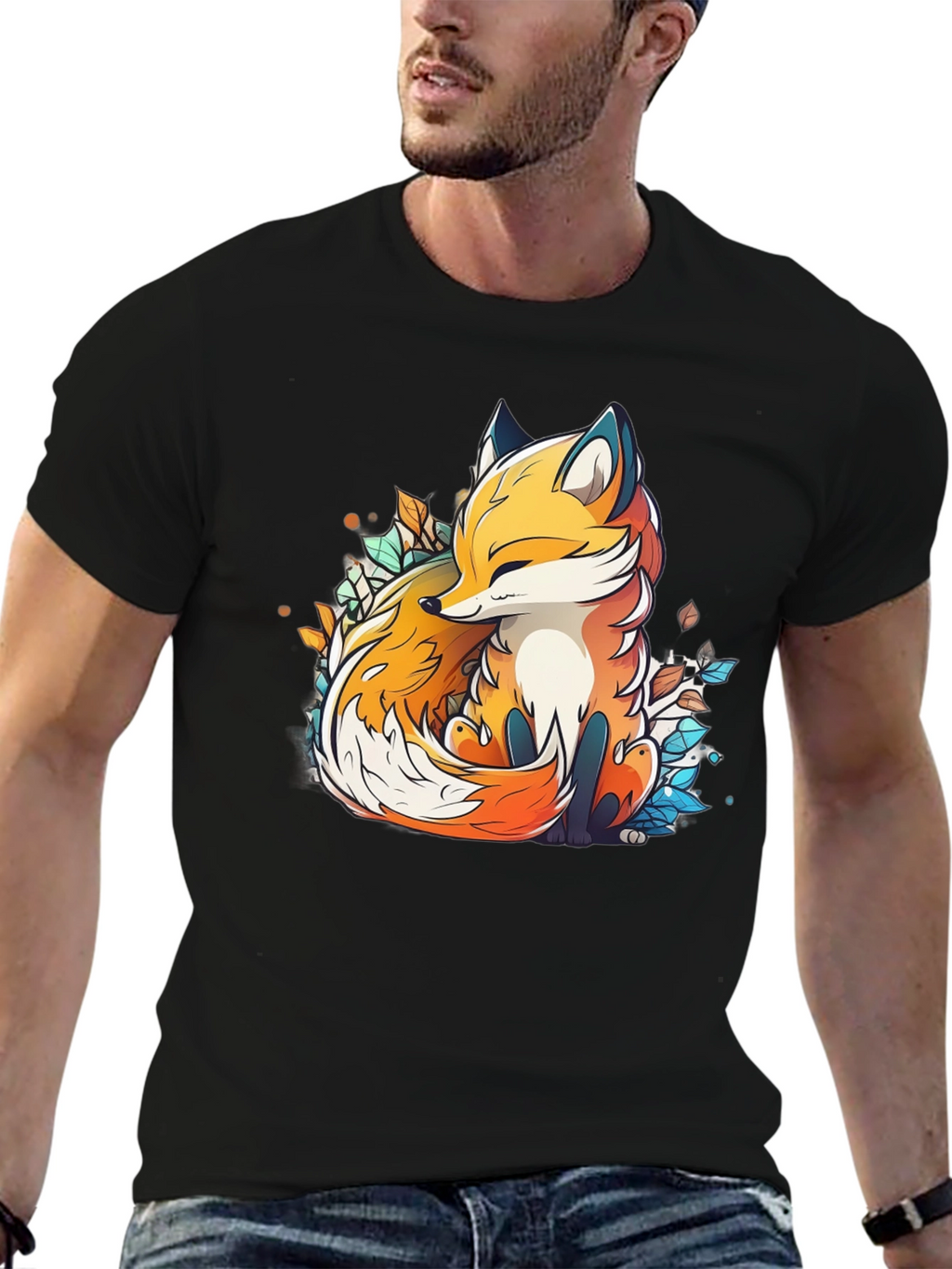 Stylized Fox Graphic T-Shirt