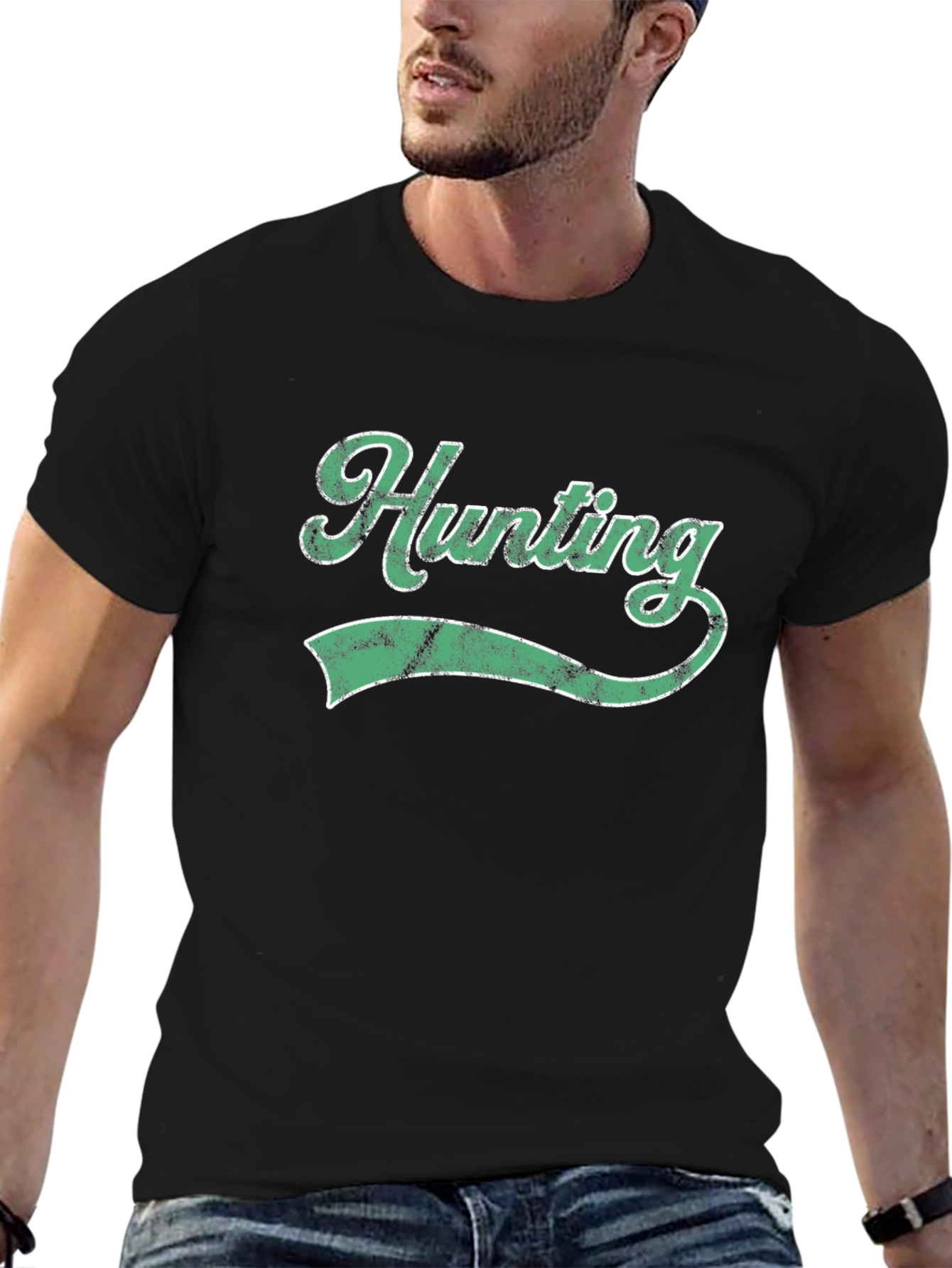 Hunting Graphic Tee - Black Cotton T-Shirt