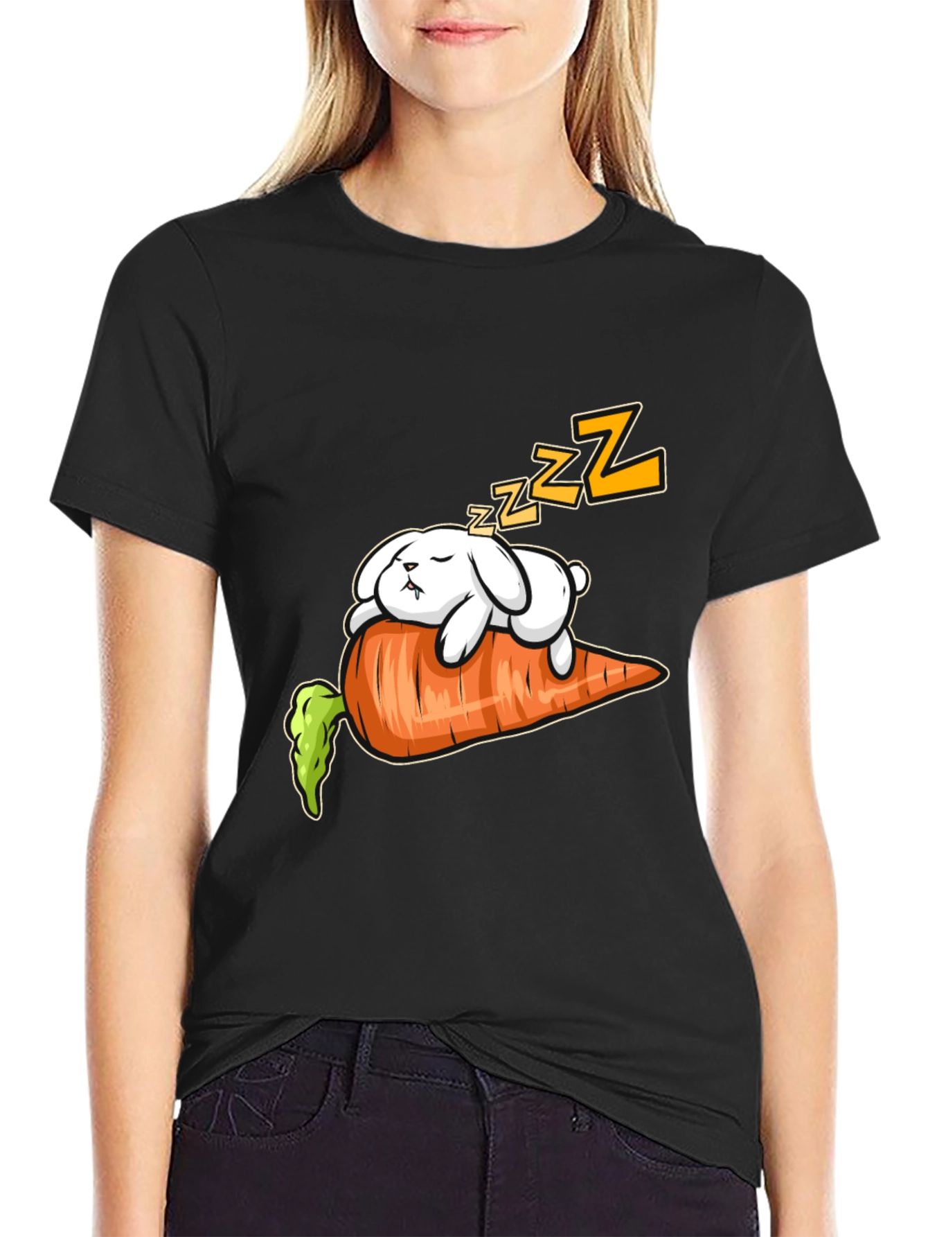 Sleeping Bunny on Carrot Graphic Tee