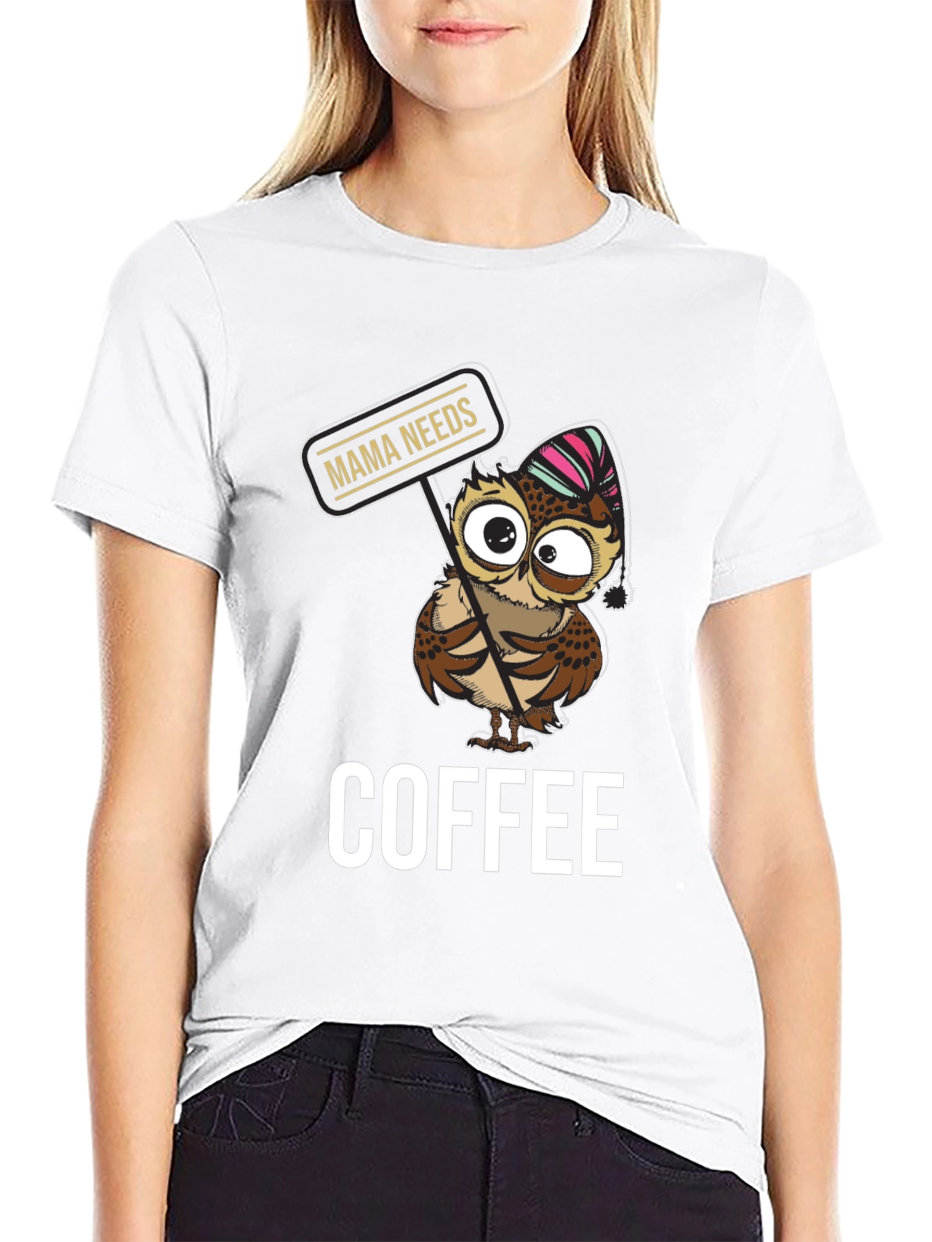 Mama Needs Coffee Owl T-Shirt - Cute Graphic Tee