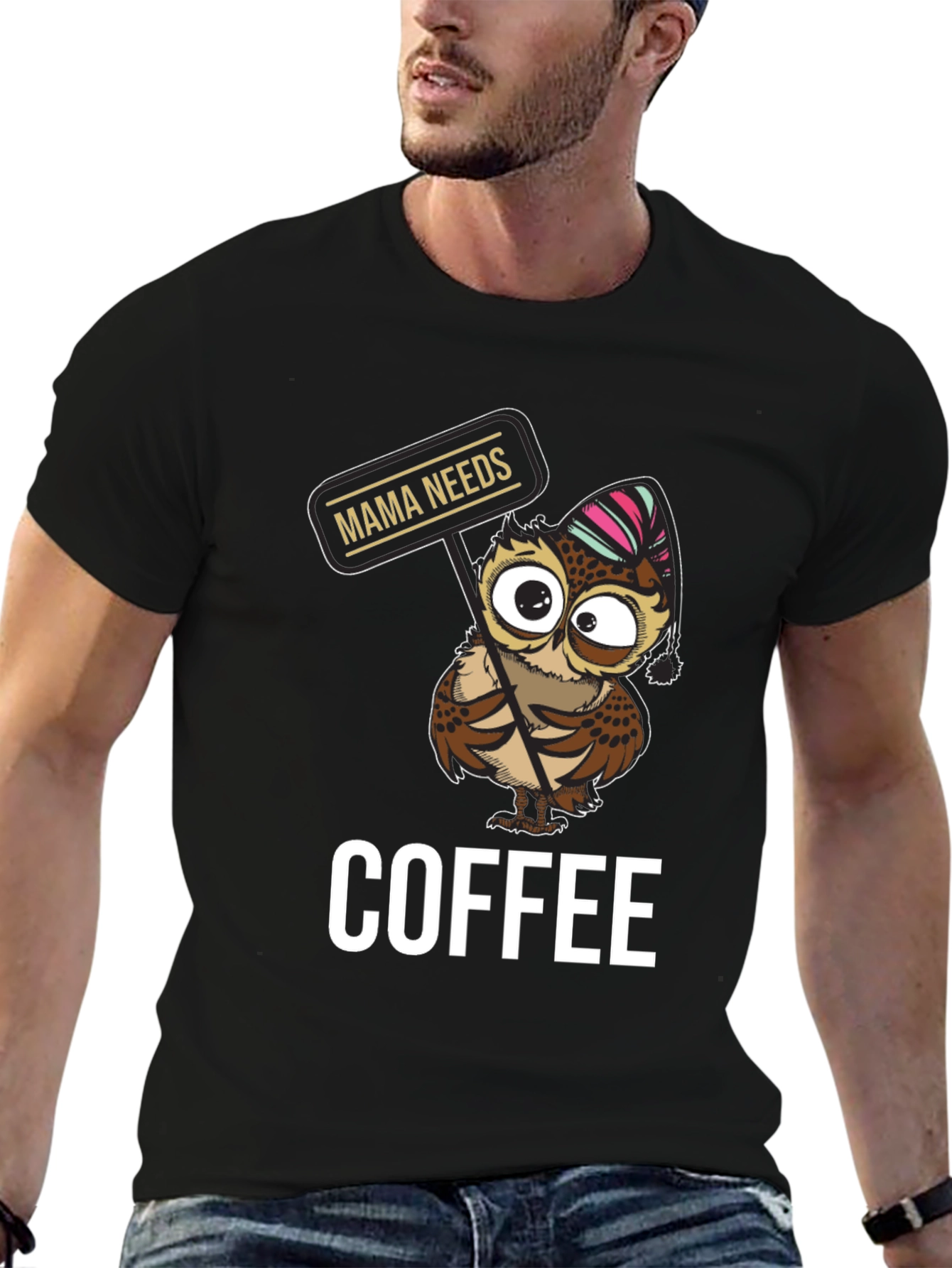 Mama Needs Coffee Owl T-Shirt - Cute Graphic Tee