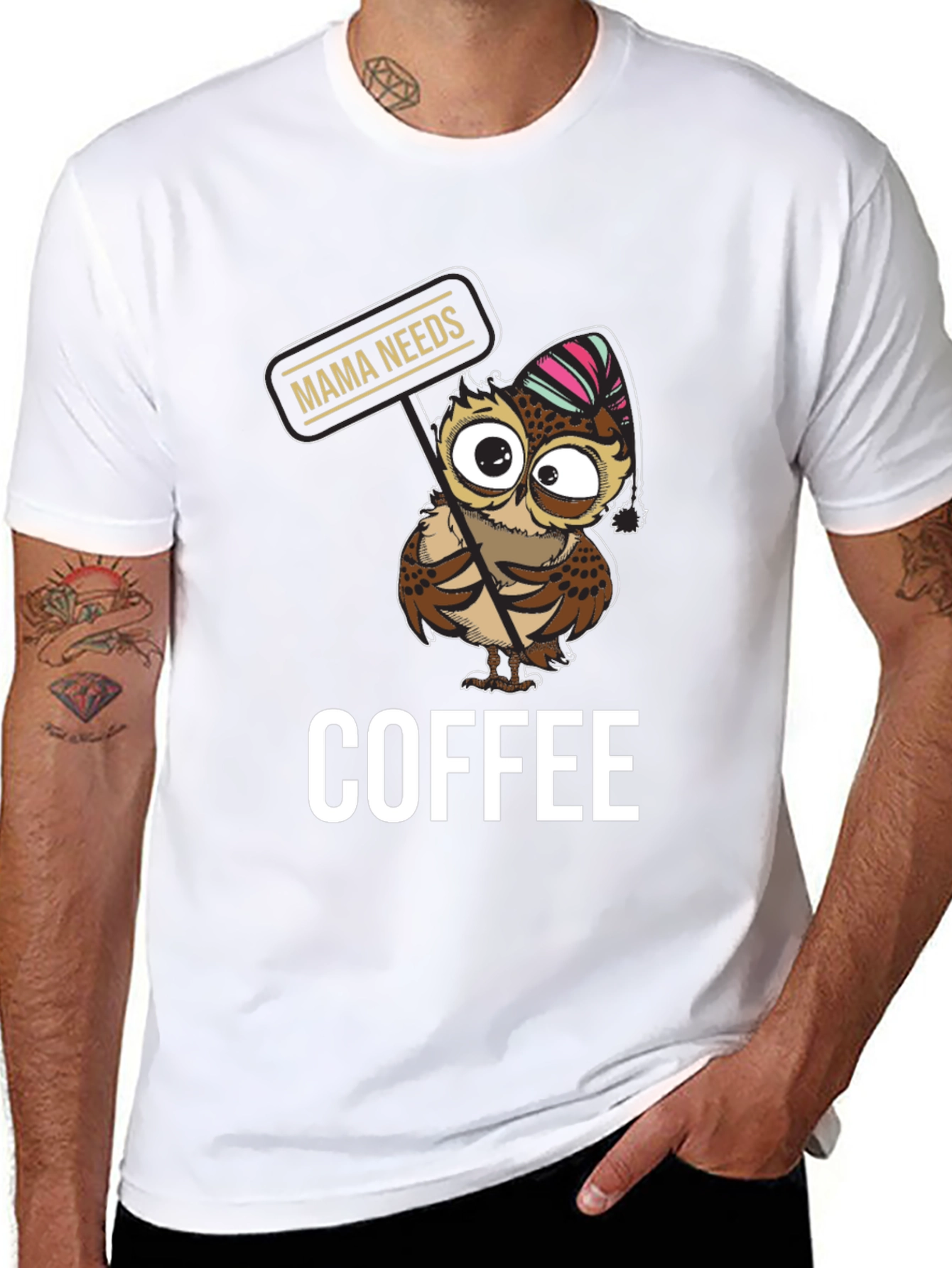 Mama Needs Coffee Owl T-Shirt - Cute Graphic Tee