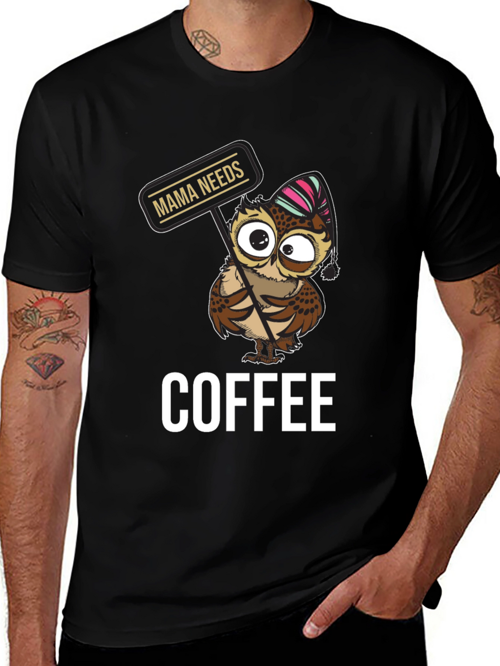 Mama Needs Coffee Owl T-Shirt - Cute Graphic Tee