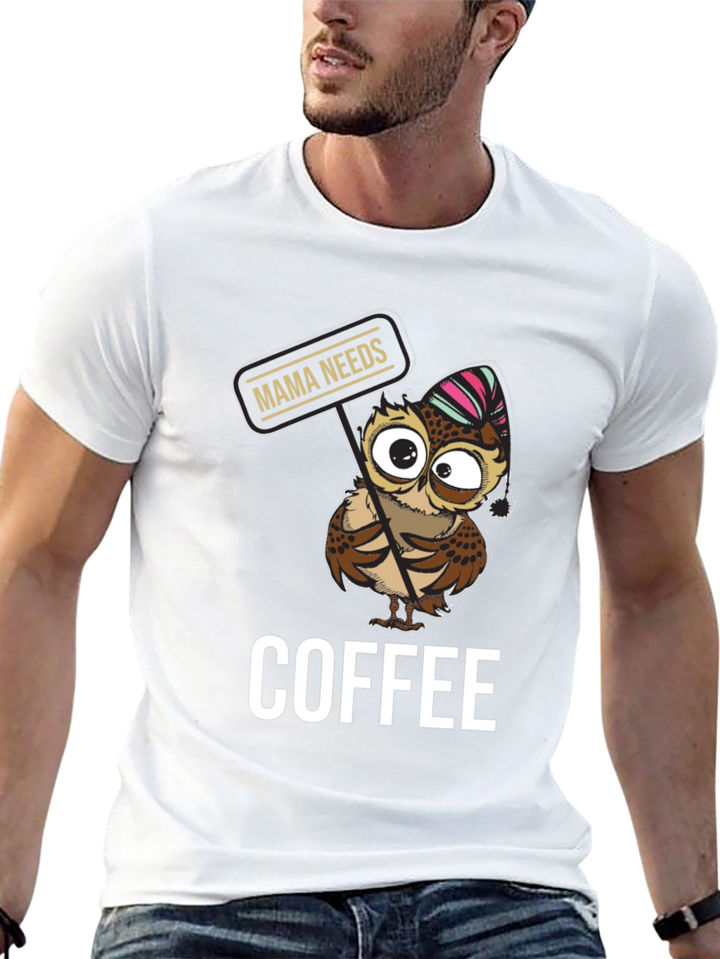 Mama Needs Coffee Owl T-Shirt - Cute Graphic Tee