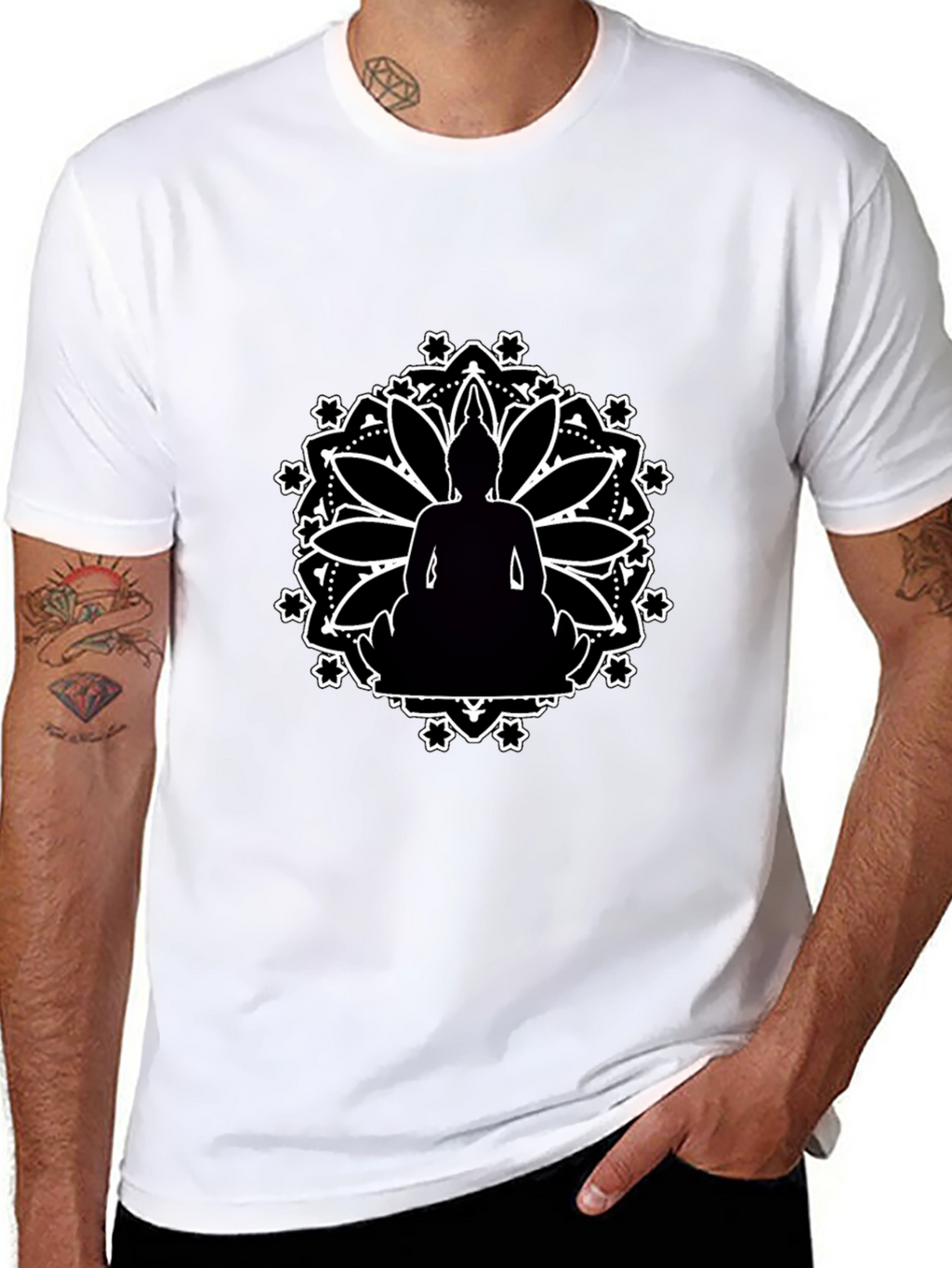 Buddha Mandala Graphic Black T-Shirt