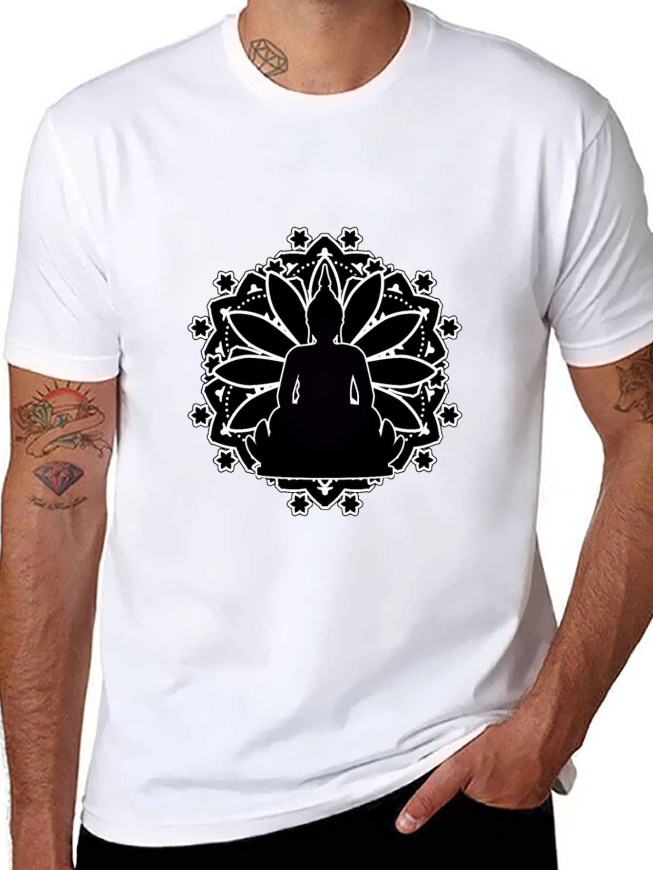 Buddha Mandala Graphic Black T-Shirt