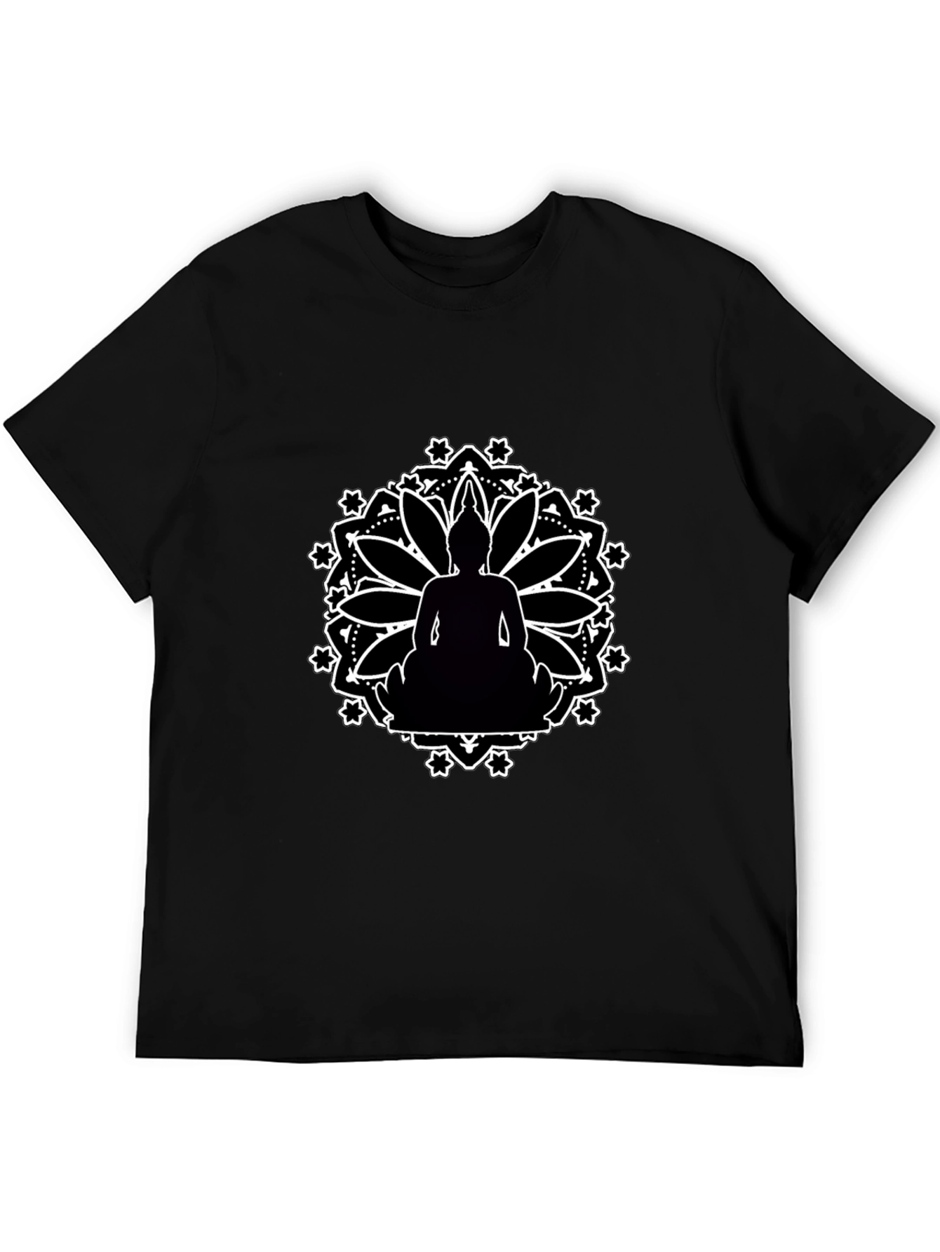 Buddha Mandala Graphic Black T-Shirt