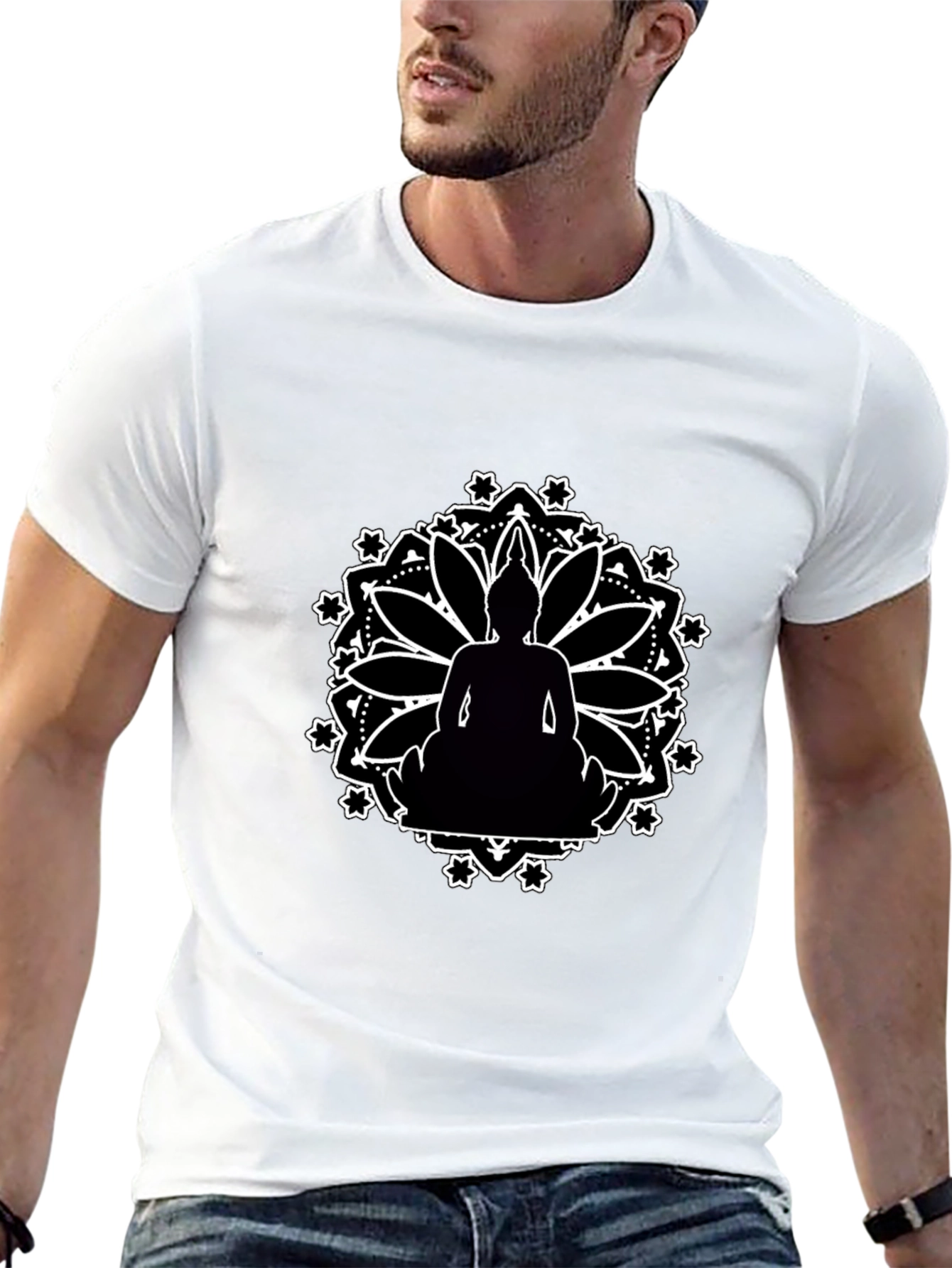 Buddha Mandala Graphic Black T-Shirt