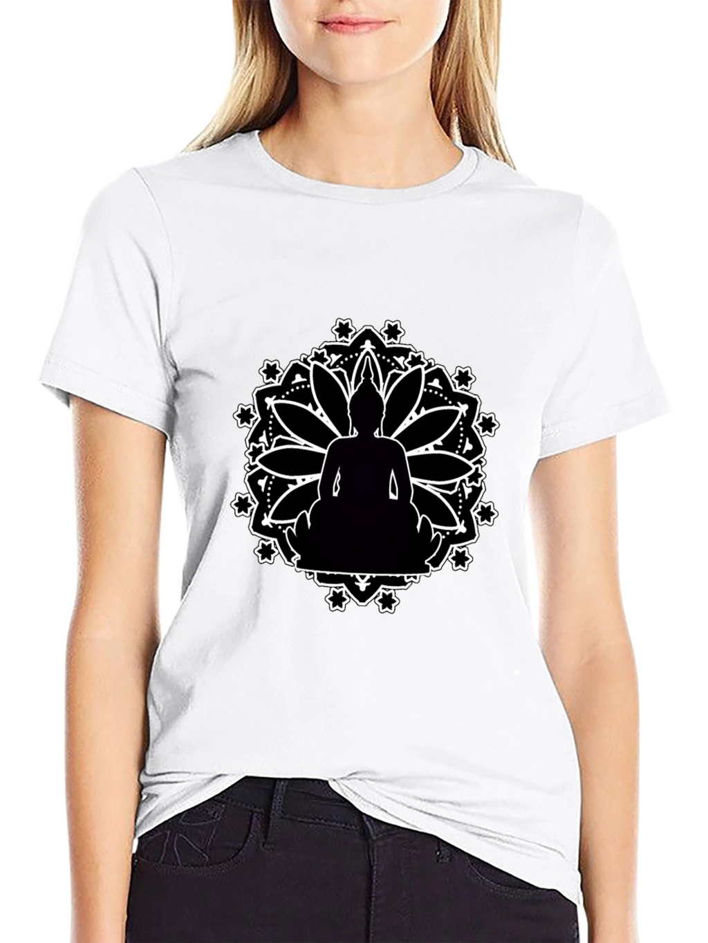 Buddha Mandala Graphic Black T-Shirt