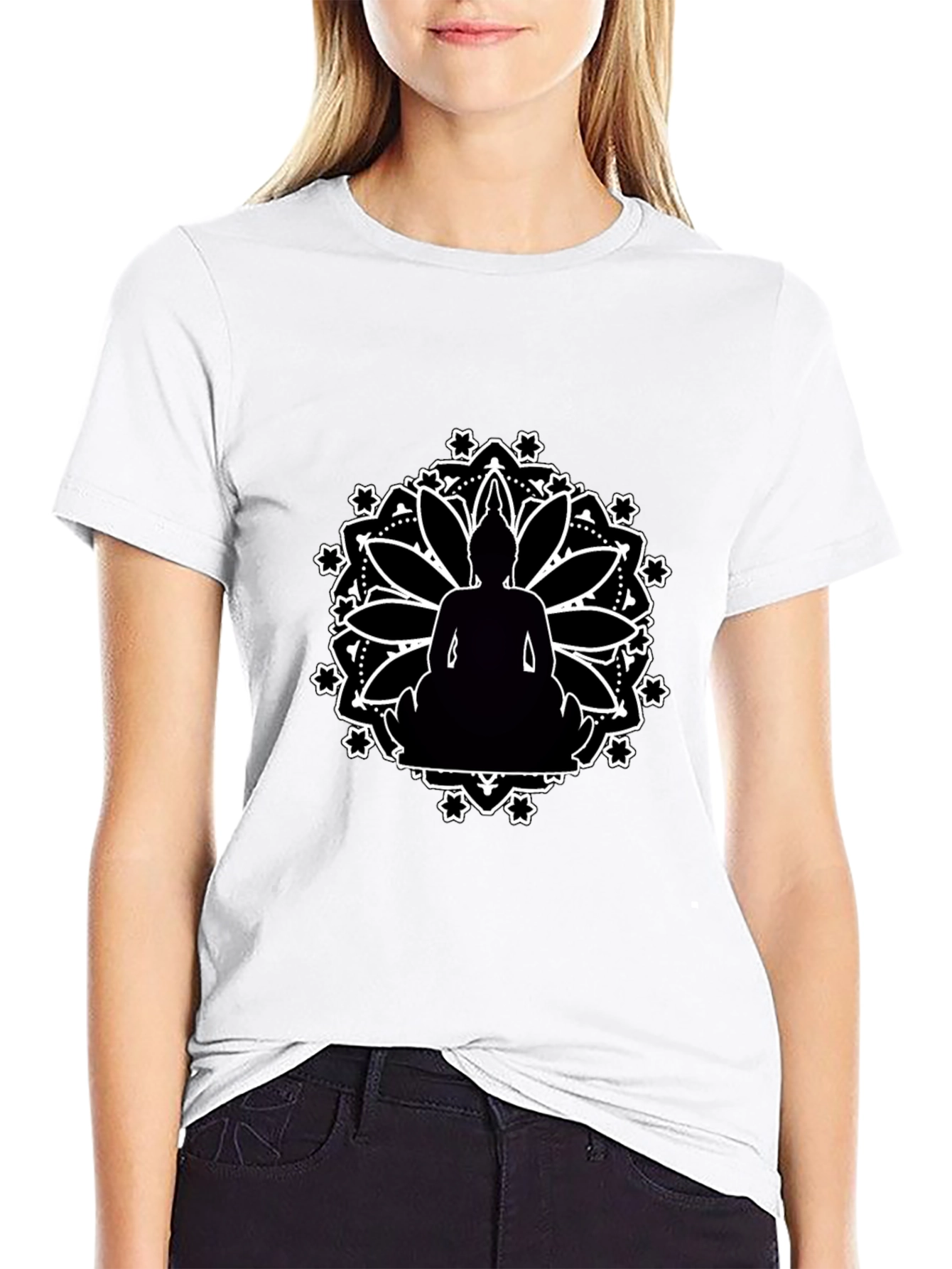 Buddha Mandala Graphic Black T-Shirt