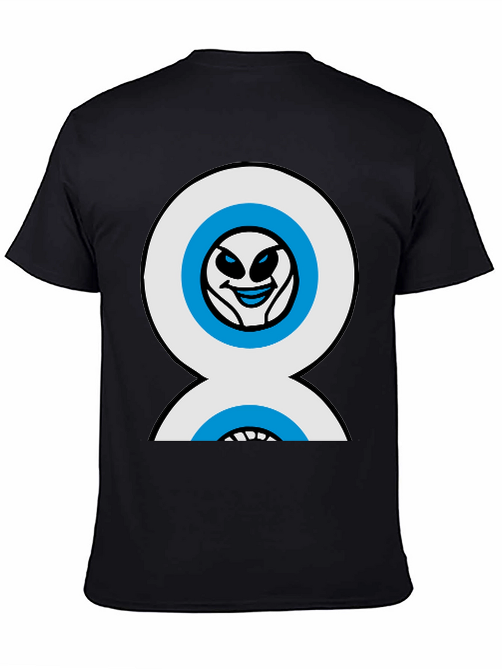 Funny Alien Double Eyes Black T-Shirt