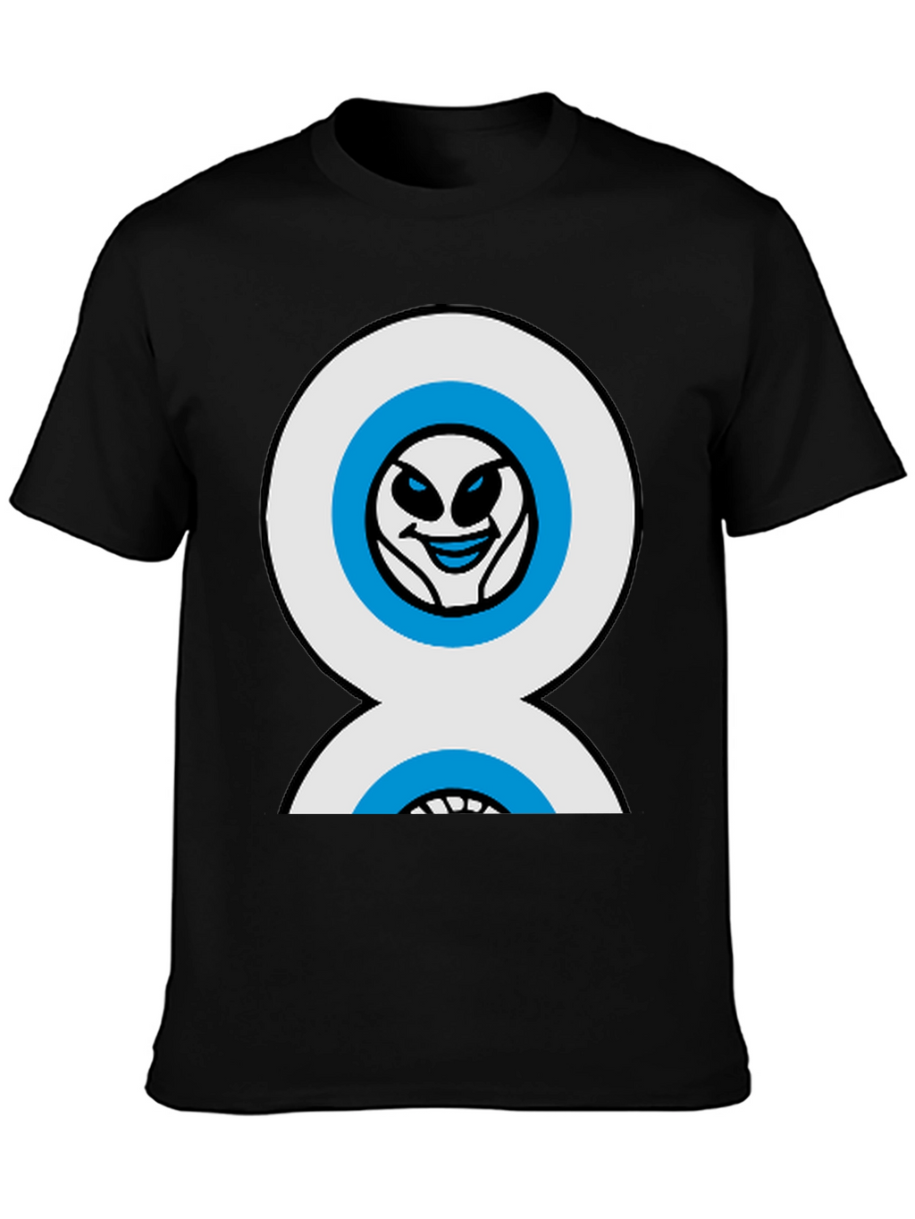 Funny Alien Double Eyes Black T-Shirt
