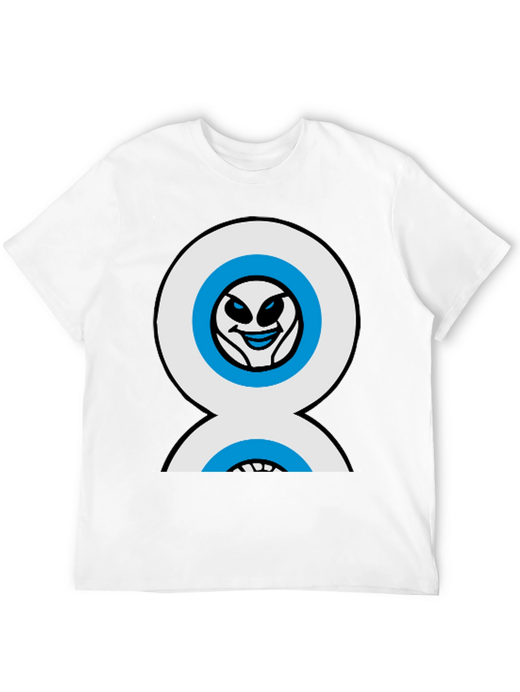 Funny Alien Double Eyes Black T-Shirt