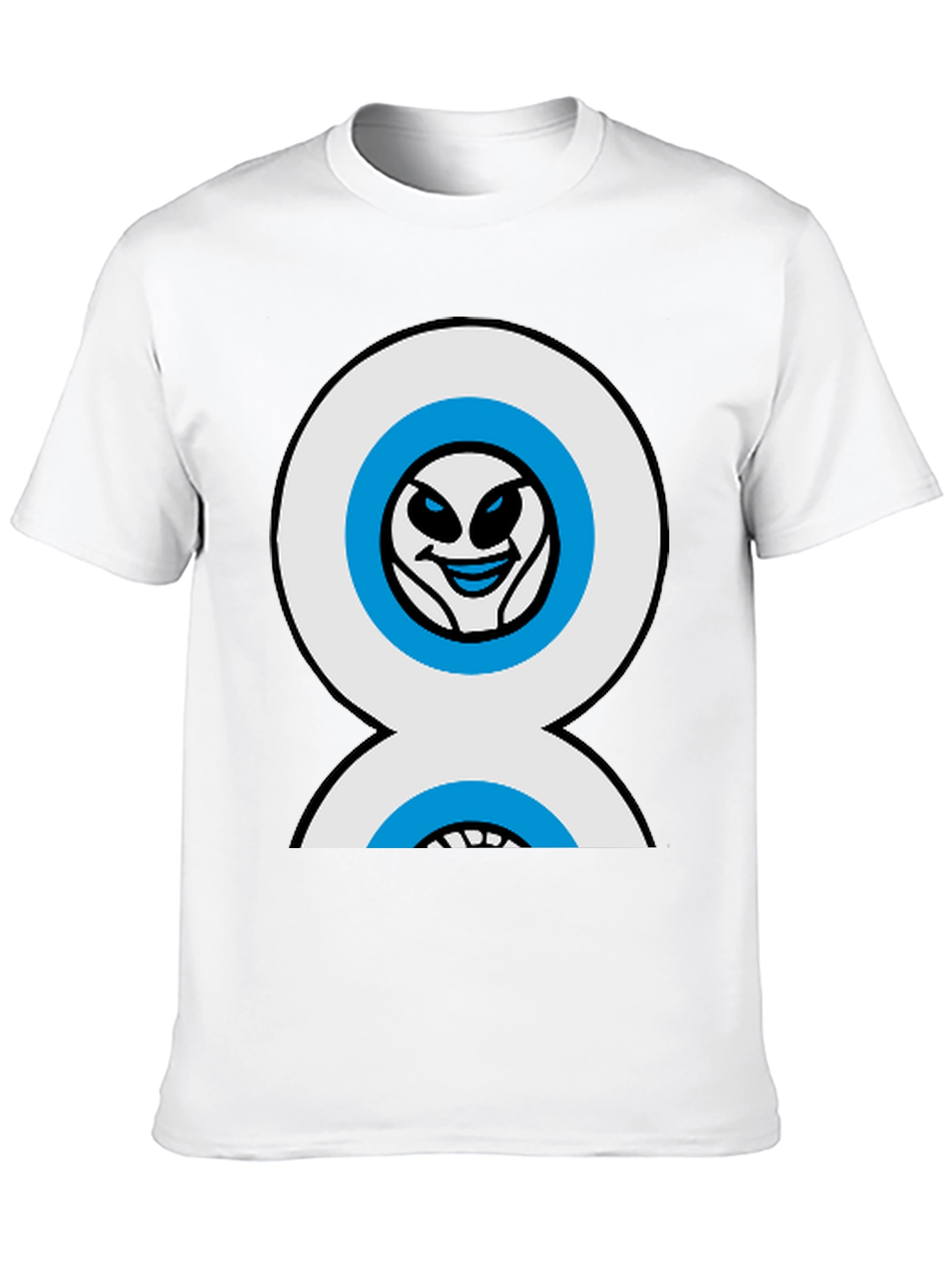 Funny Alien Double Eyes Black T-Shirt
