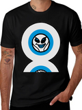 Funny Alien Double Eyes Black T-Shirt
