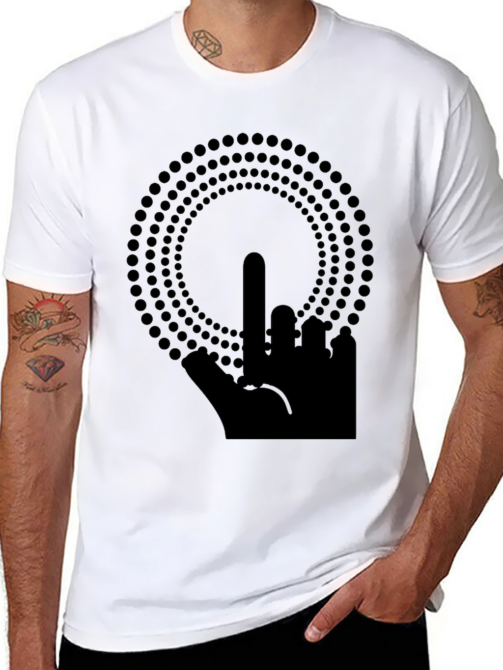 Offensive Finger Circle T-Shirt - Mens Black Tee