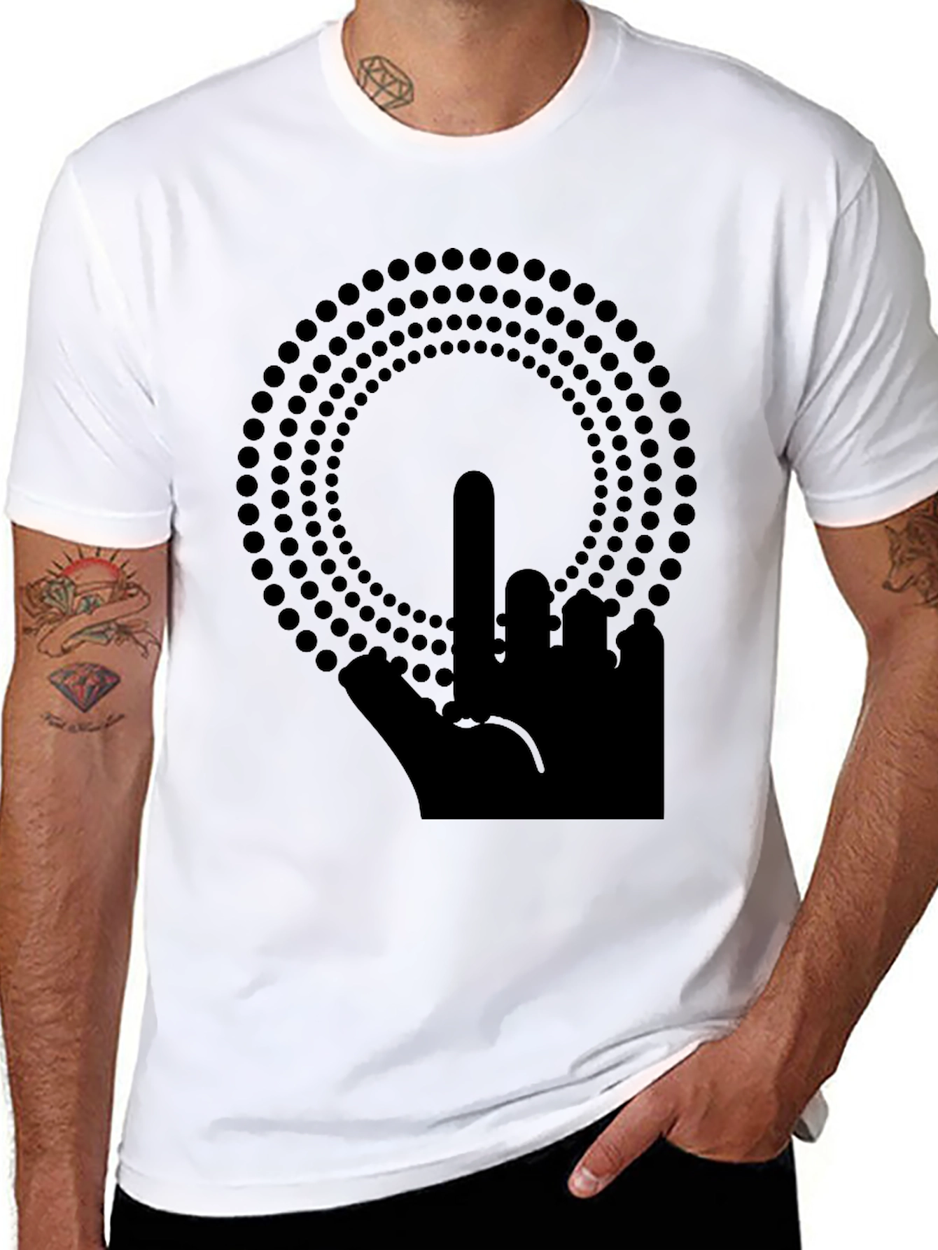 Offensive Finger Circle T-Shirt - Mens Black Tee