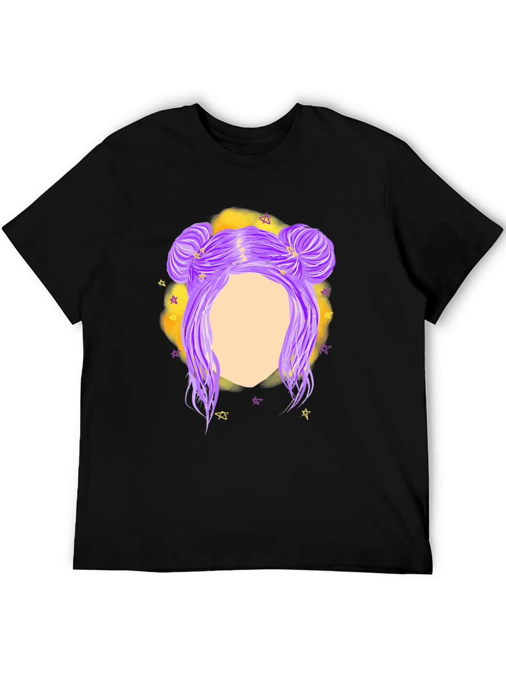 Cosmic Bun Hair T-Shirt - Black