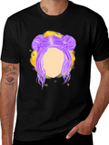Cosmic Bun Hair T-Shirt - Black